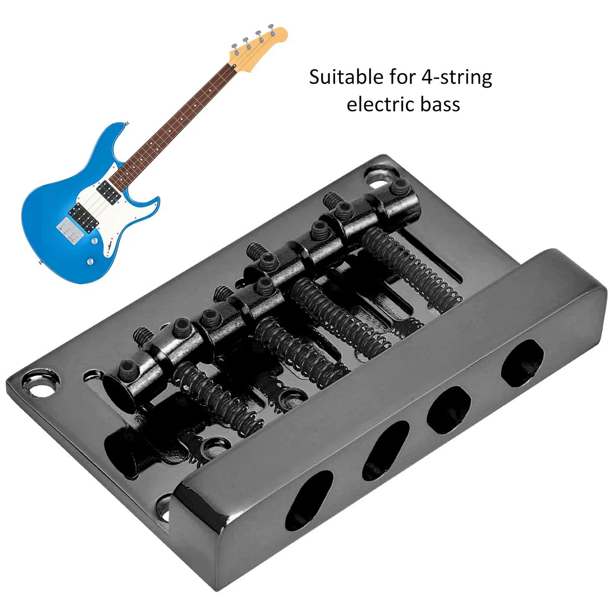 Ponte per Basso, 4 Corde Ponte per Basso Cordiera Scatola Elettrica Addensata Piastra per Chitarra Accessori per Strumenti 85mm(Nero)