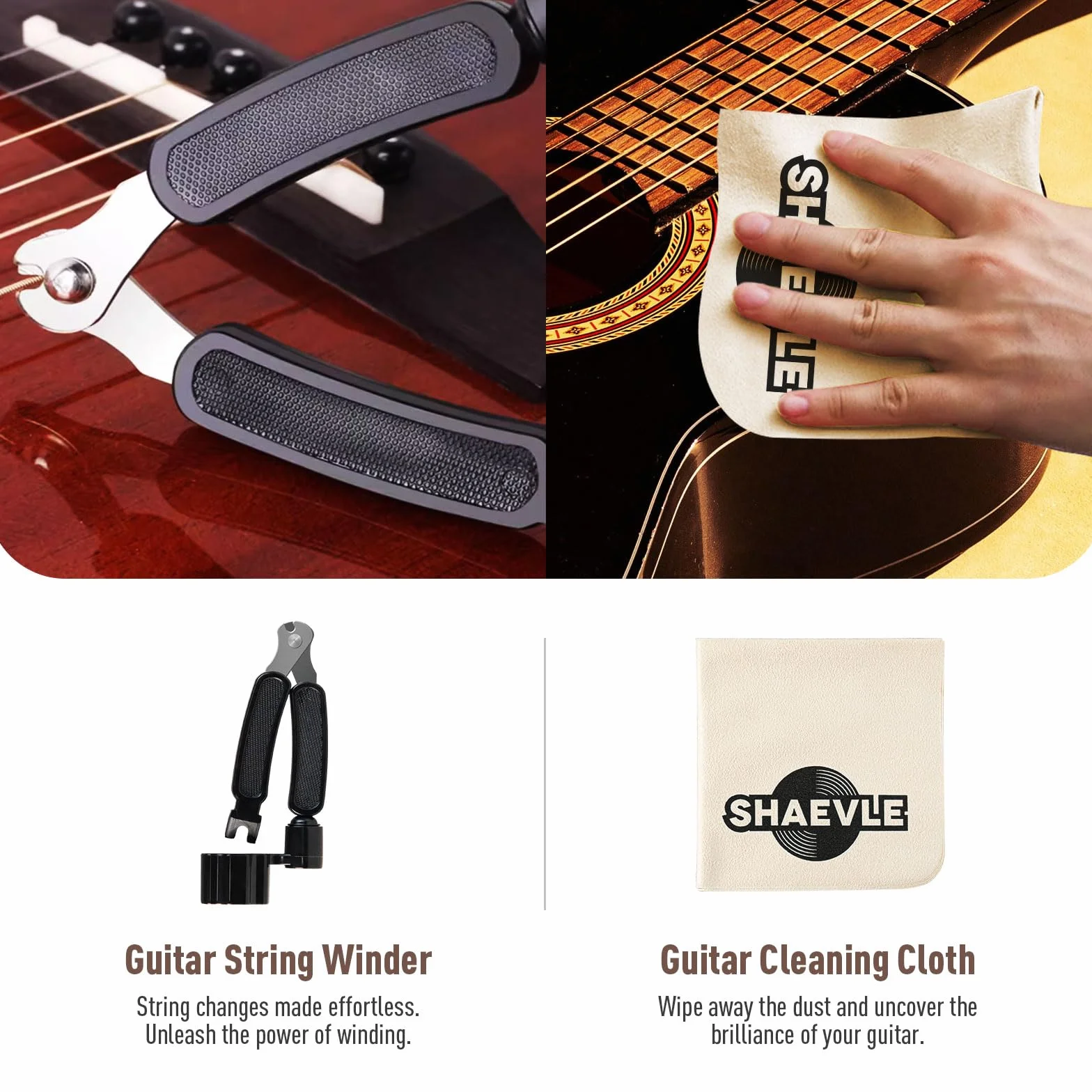Kit per la pulizia della chitarra 60 ml di olio per lucidare la chitarra, 50 ml di olio per limare la tastiera e olio per pulire le corde, panno e strumenti per la pulizia (Guitar Cleaning Kit)