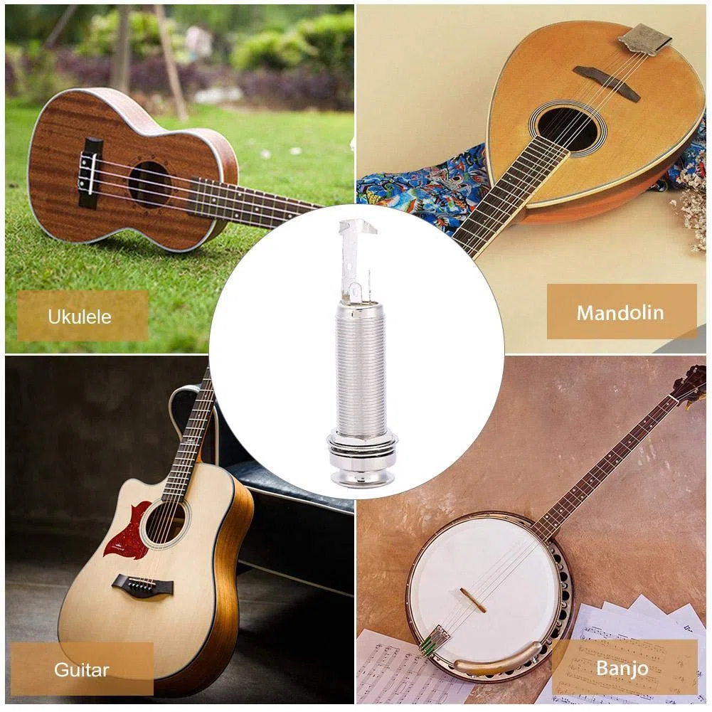 Jack Endpin per Chitarra, Presa Jack Mono Pin in Rame 6306 per Chitarra Elettrica Pickup Ukulele(argento)