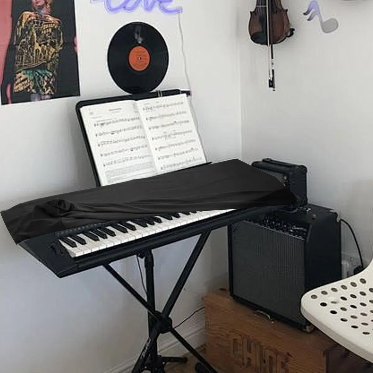 Protezione per tastiera, copertura antipolvere a 61 tasti, impermeabile, elastica, protezione antipolvere per pianoforte, antistatica, leggera e facile da riporre per musicisti, 1 pezzo