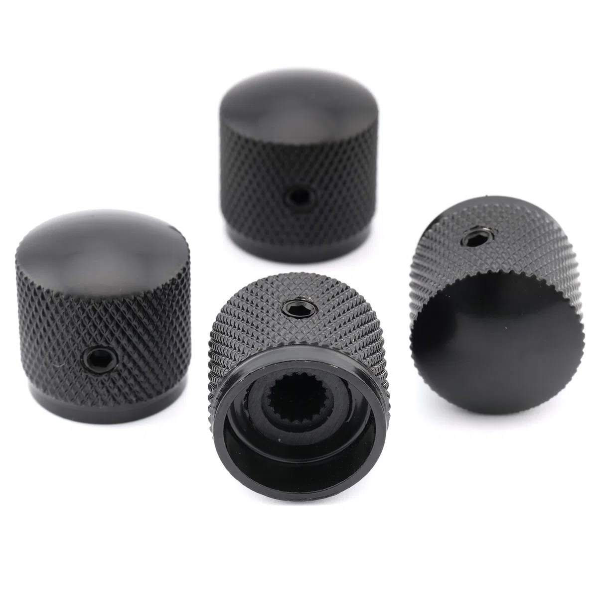 Musiclily Manopole in Metallo Dome Knobs com Vite Laterale Fissaggio per Chitarra Elettrica e Bass, Nero (4 Pezzi)