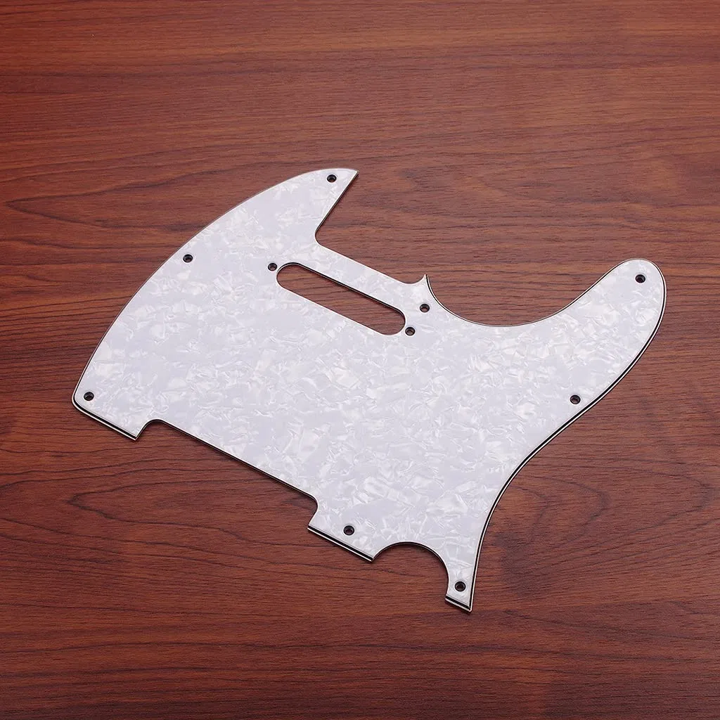 Alnicov 8 fori Tele Pickguard adatto per chitarra Telecaster standard USA/MX, 3Ply bianco perla