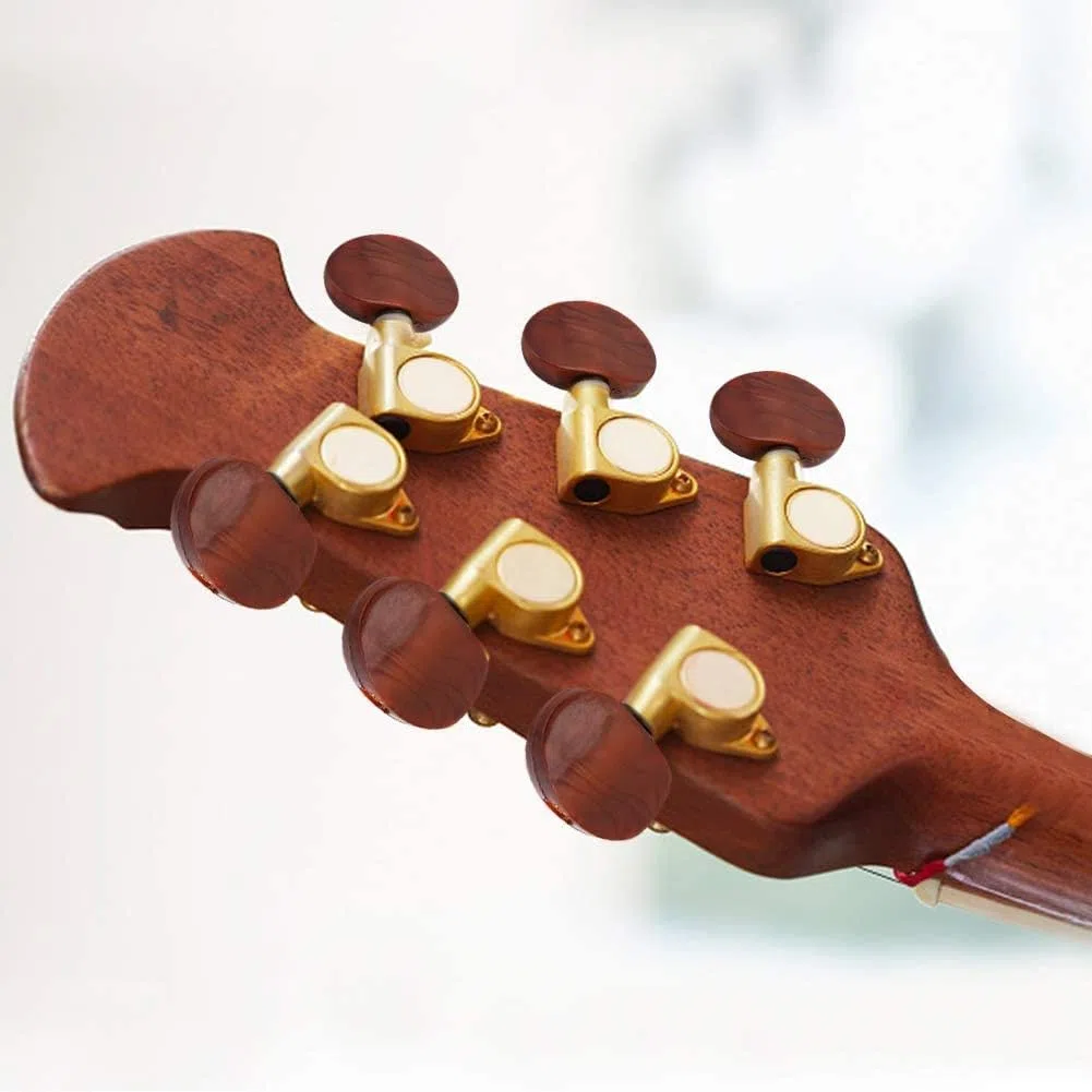Piroli Accordatura per Corde Chitarra 3L3R Piroli Chitarra Chiavi di Sintonia Meccaniche Chiuso Testa Rotonda(Oro)