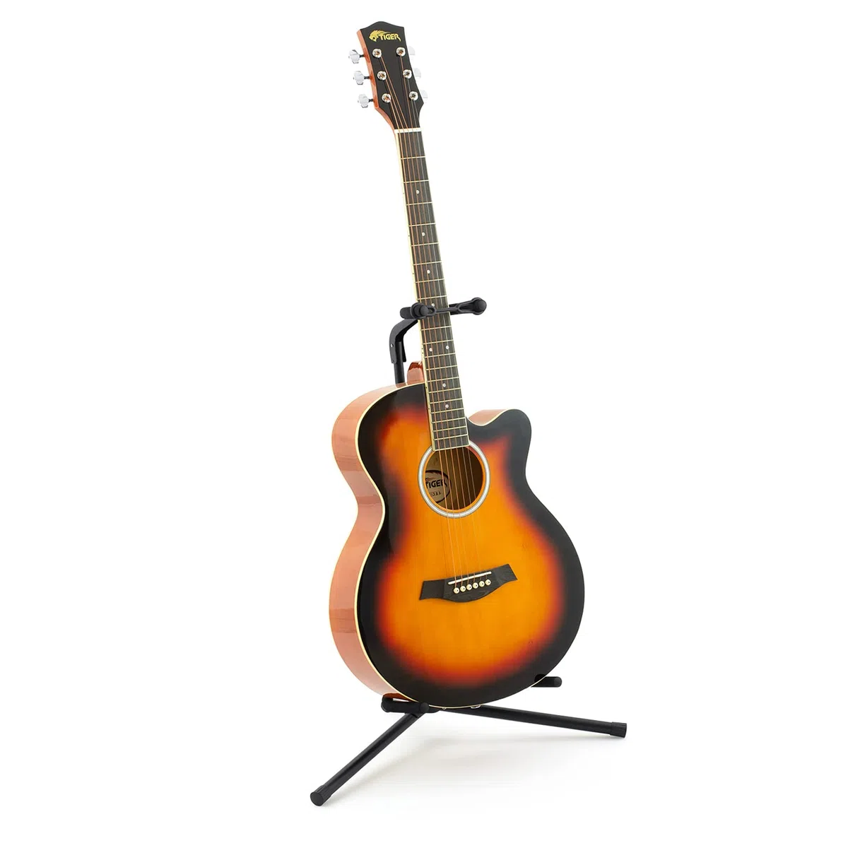 TIGER - Supporto per Chitarra Acustica, Portatile, Pieghevole, Con Supporto per Il Collo