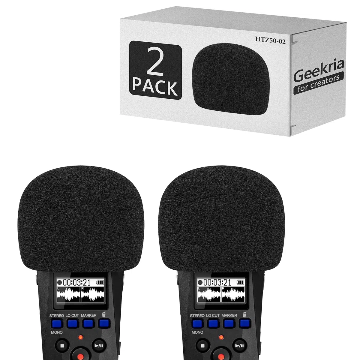 Geekria for Creators - Parabrezza in schiuma compatibile con registratore essenziale ZOOM H1, copertura antivento per microfono, filtro in spugna, registratore digitale portatile (nero) (confezione da