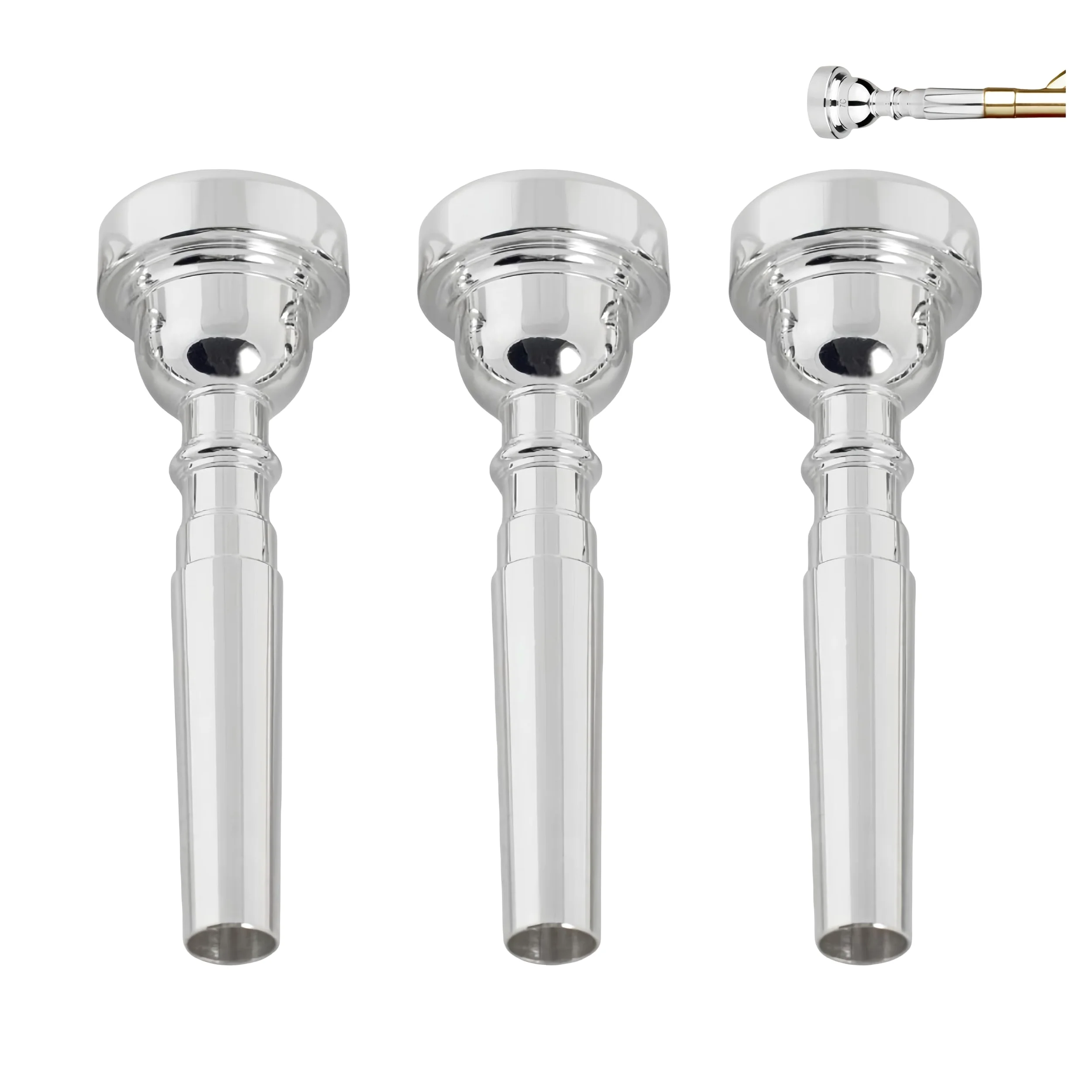 3 Pezzi Accessori per Strumenti Tromba Ottone Tromba Bocchino 3C 5C 7C Dimensioni Strumento Accessori Bocchino Tromba - Argento