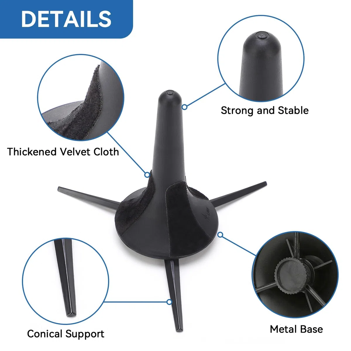 Supporto per Tromba, Supporto per Strumenti in Ottone Supporto Pieghevole Portatile con 3 Gambe Accessorio per Strumenti Musicali per Tromba Clarinetto