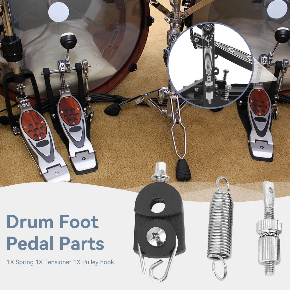 Set di Molle per Pedali per Grancassa, Camma a Molla per Pedale di Ricambio per Grancassa per Parti del Kit di Tamburi Tenditore per Strumenti a Percussione