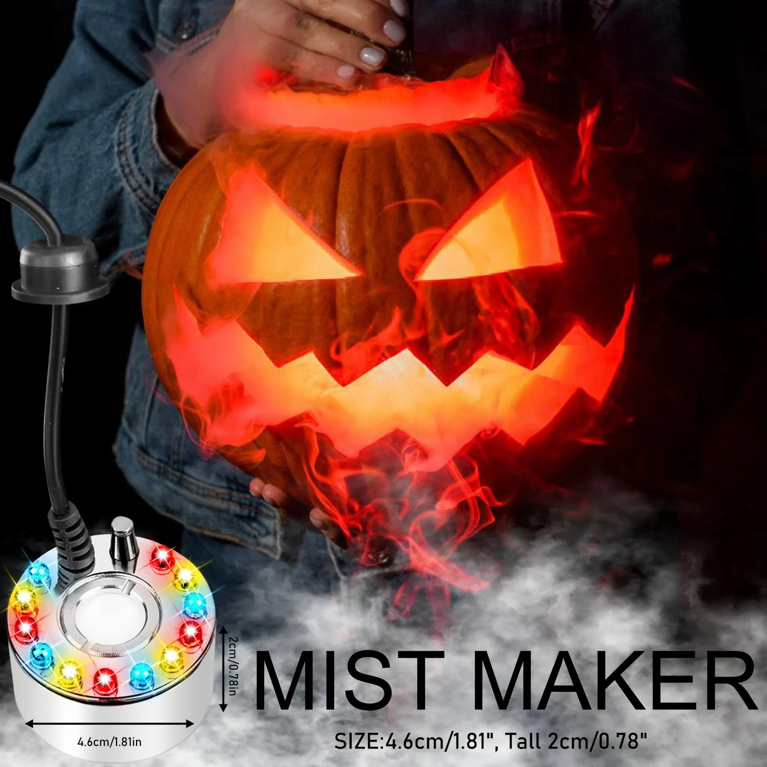 Fogger Mist Maker Spruzzatore per streghe per Halloween, macchina per fumo, nebulizzatore a ultrasuoni, macchina per nebbia, fontana per Halloween, decorazione per esterni