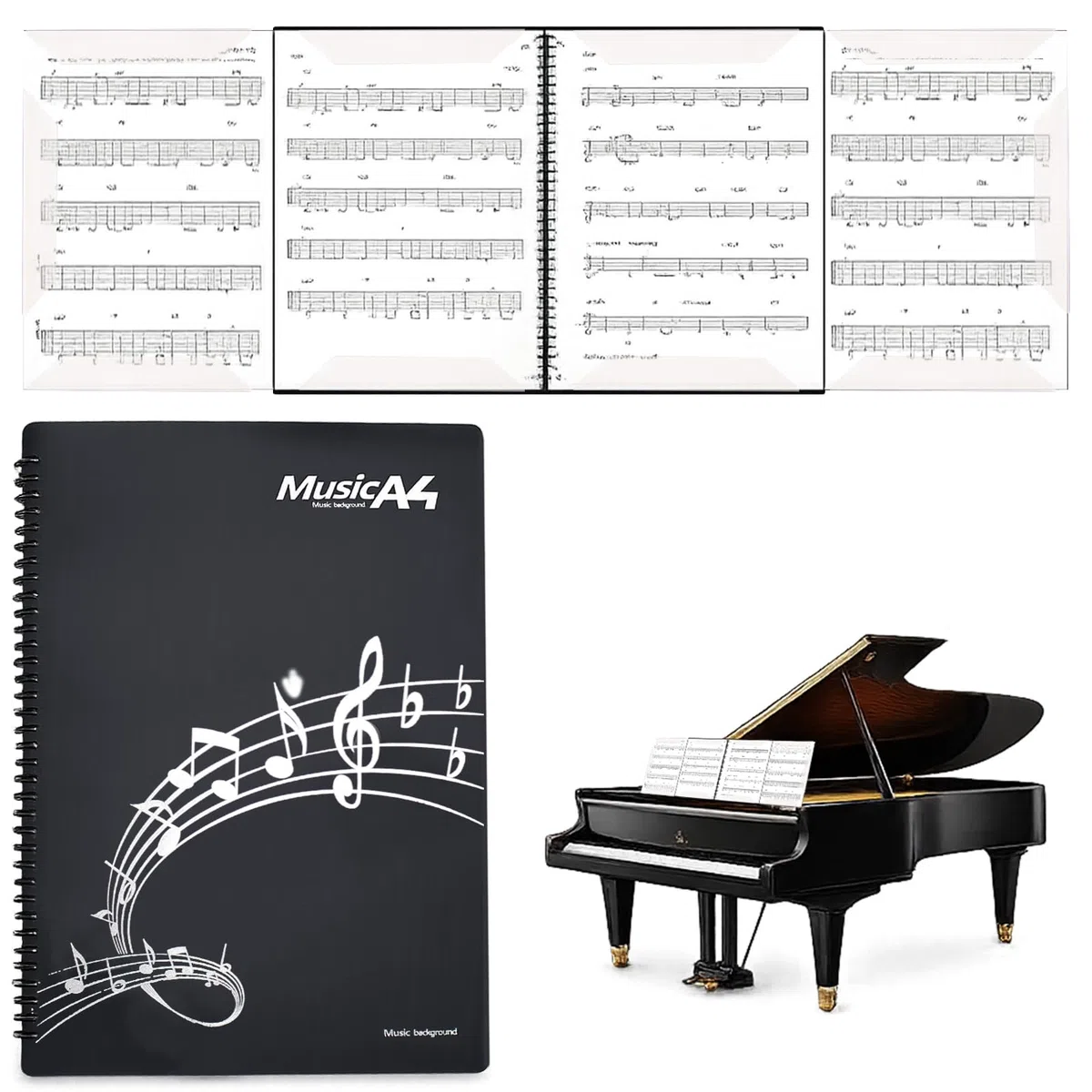 15 Scomparti/60 A4 Pagine Raccoglitore Porta Spartiti Musicali,4 Pagine Espandibili Cartelle Portaspartiti,Cartella per Spartiti per Spartiti Pianoforte Chitarra Violino