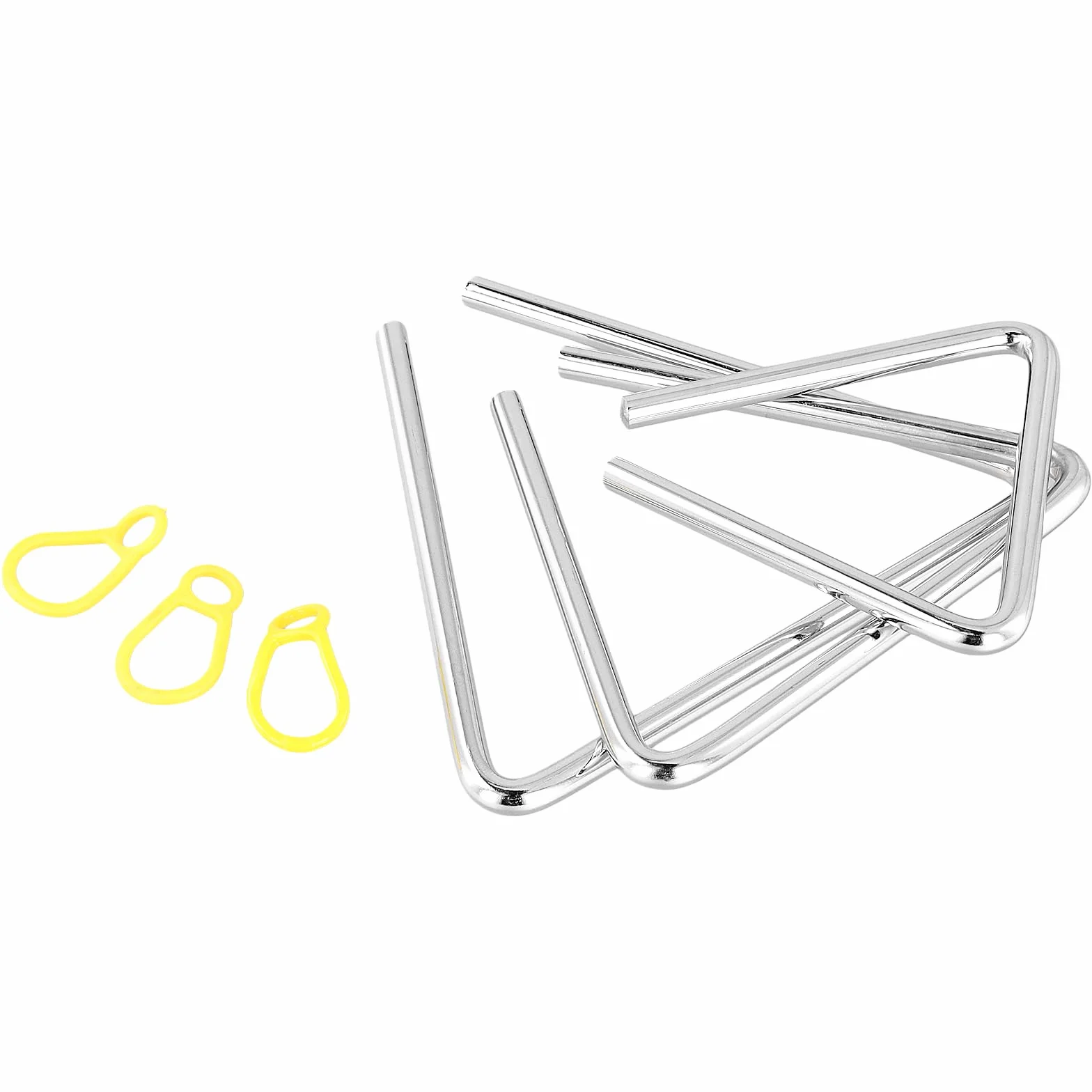 3 Strumento Triangolo con Bacchetta, Strumenti Musicali a triangolo, per Percussione e Educazione Musicale, 3 pezzi, 4 pollici, 5 pollici, 6 pollici, argento