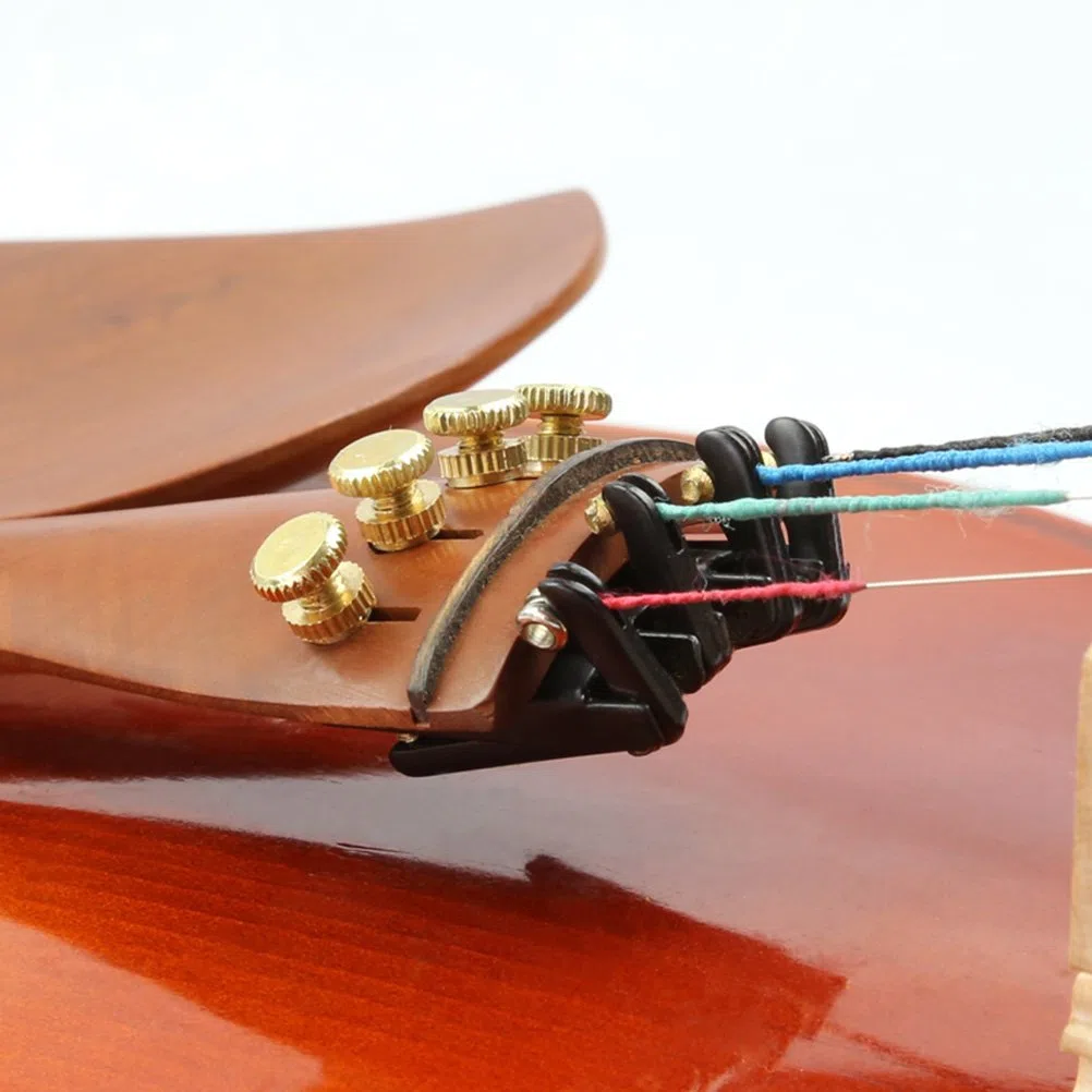 TIMESETL 4Pack Violino Fine Tuners per 4/4-3/4 Violino Metal Thong Adjuster Nickel Plated Anti Ruggine (Nero + Oro)