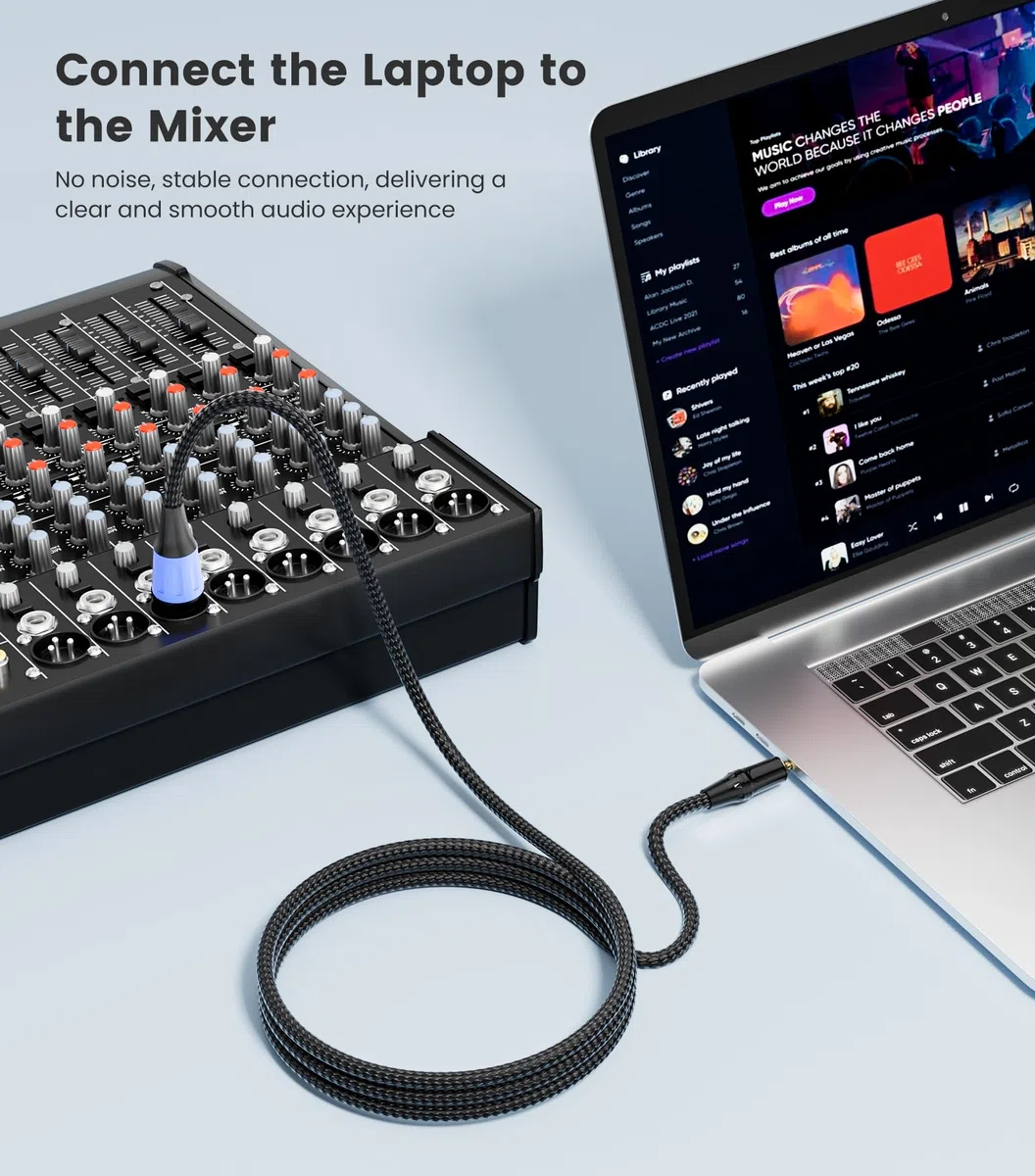 Cavo da XLR a jack 3,5 mm, Cavo Microfono Aux Mini Jack Stereo Femmina Sbilanciato da XLR a 3,5mm Cordone del Microfono per il telefono cellulare, Portatile, Altoparlante, Mixer - 1 metro