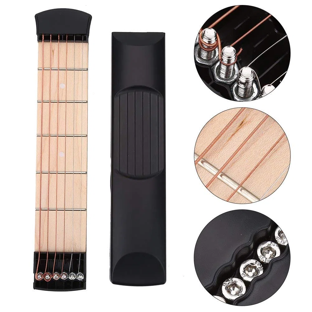 Pocket Guitar, 6 Fret Left Hand Mini Practice Strings Guitar Chord Trainer Strumento di pratica Chitarra Portatile