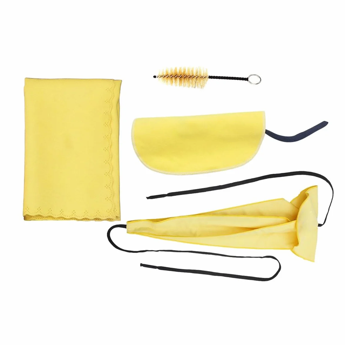 Alnicov Kit per la pulizia del sassofono con 3 pezzi di panno per la pulizia e spazzola per bocchino Strumento di manutenzione per strumenti musicali (giallo)