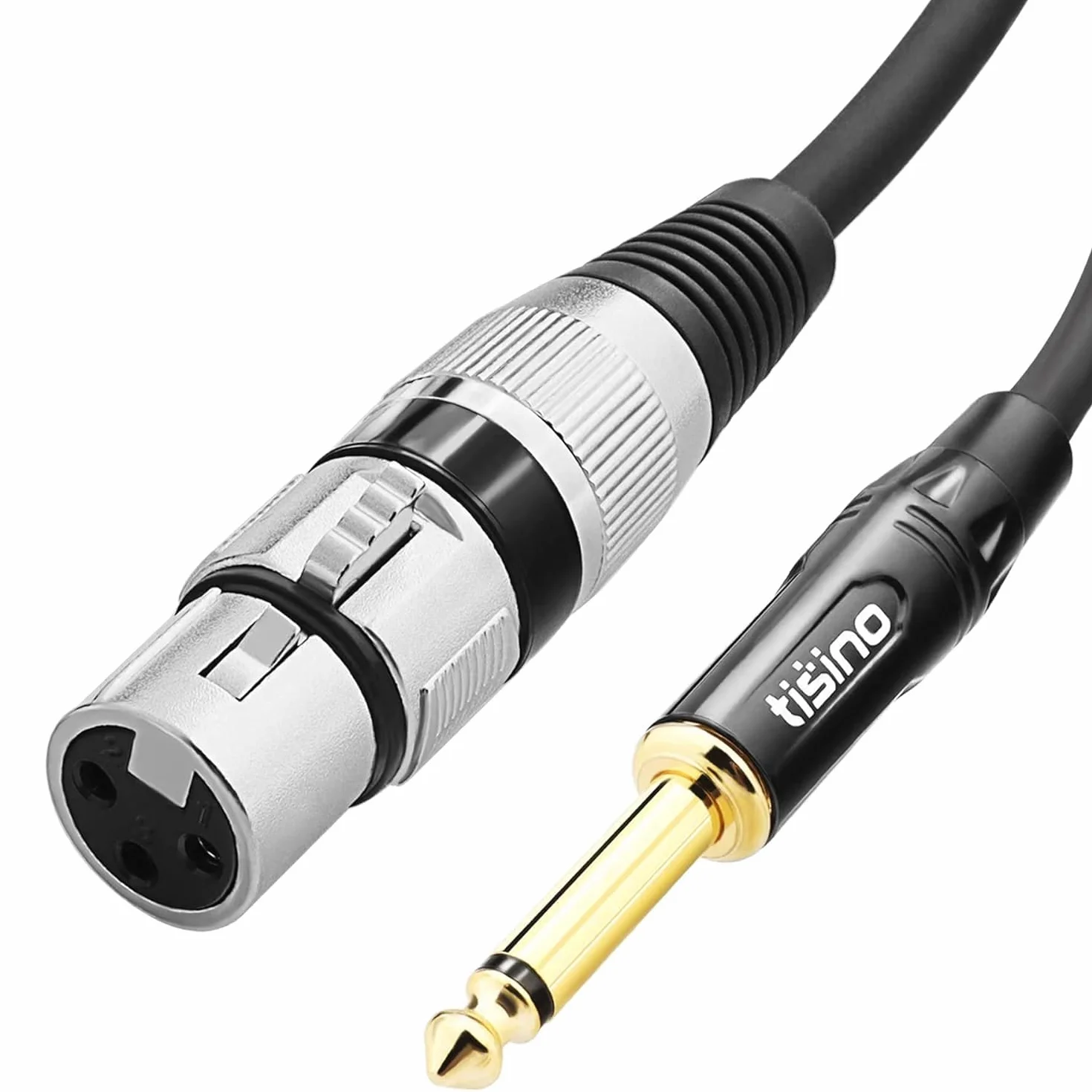 Tisino Cavo Microfono Femmina XLR a 6.35mm TS Maschio Mono Sbilanciato a Interconnessione per Microfono Dinamico -2m