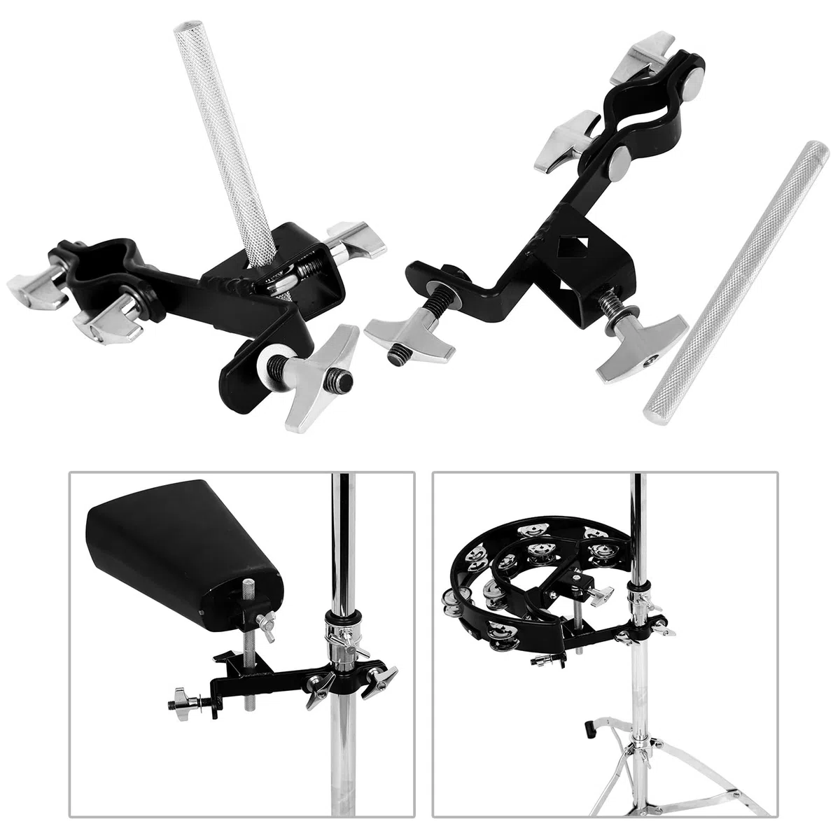 Cowbell Percussione Supporto Morsetto Regolabile Cowbell MountIng Staffa Morsetto Tamburello Tamburello Clip di Facile installazione