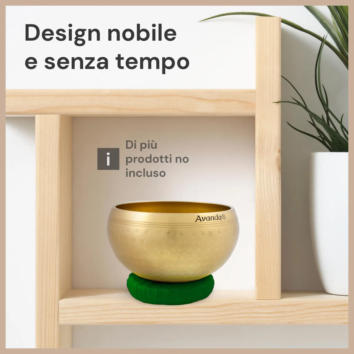Set di ciotole tibetane per yoga, meditazione e rilassamento - Ciotola tibetana martellata Ø 8 cm, mazzuolo in legno di mango e cuscino ad anello giallo verde