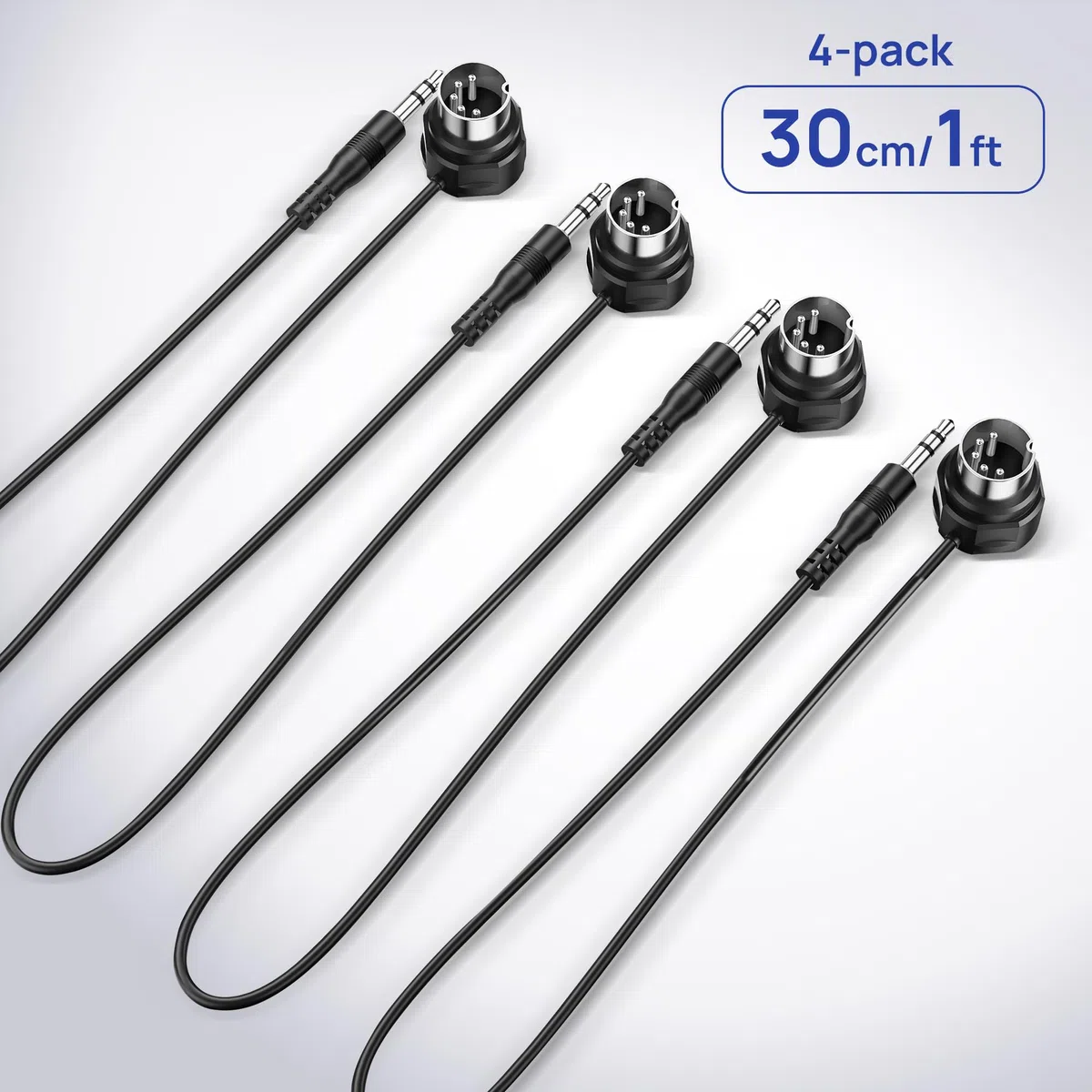 CME Pack da 4 Cavi MIDI TRS Tipo A a DIN 5 Poli – 30 cm, Connettore TRS Dritto da 3,5 mm e DIN Angolato, Ideale per Pedalboard e Cablaggi Compatti