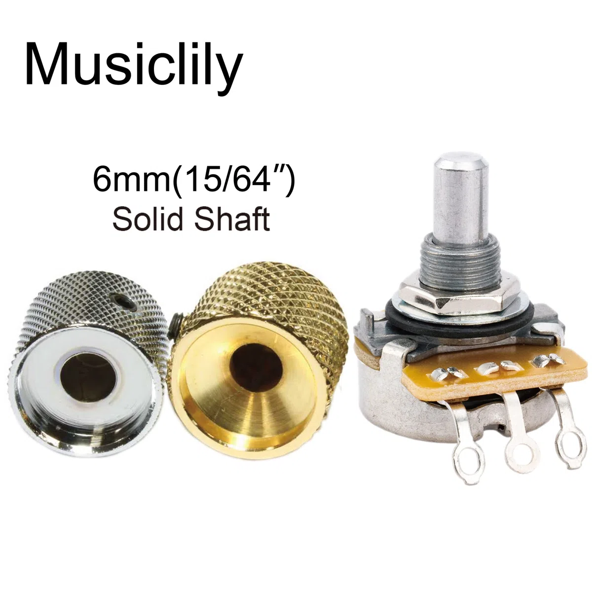 Musiclily Pro A250K Potenziometro Push-Pull Ottone Metrico Solid Standard Shaft 9,5mm Audio Taper Pots per Chitarra Elettrica Basso (Set di 4)