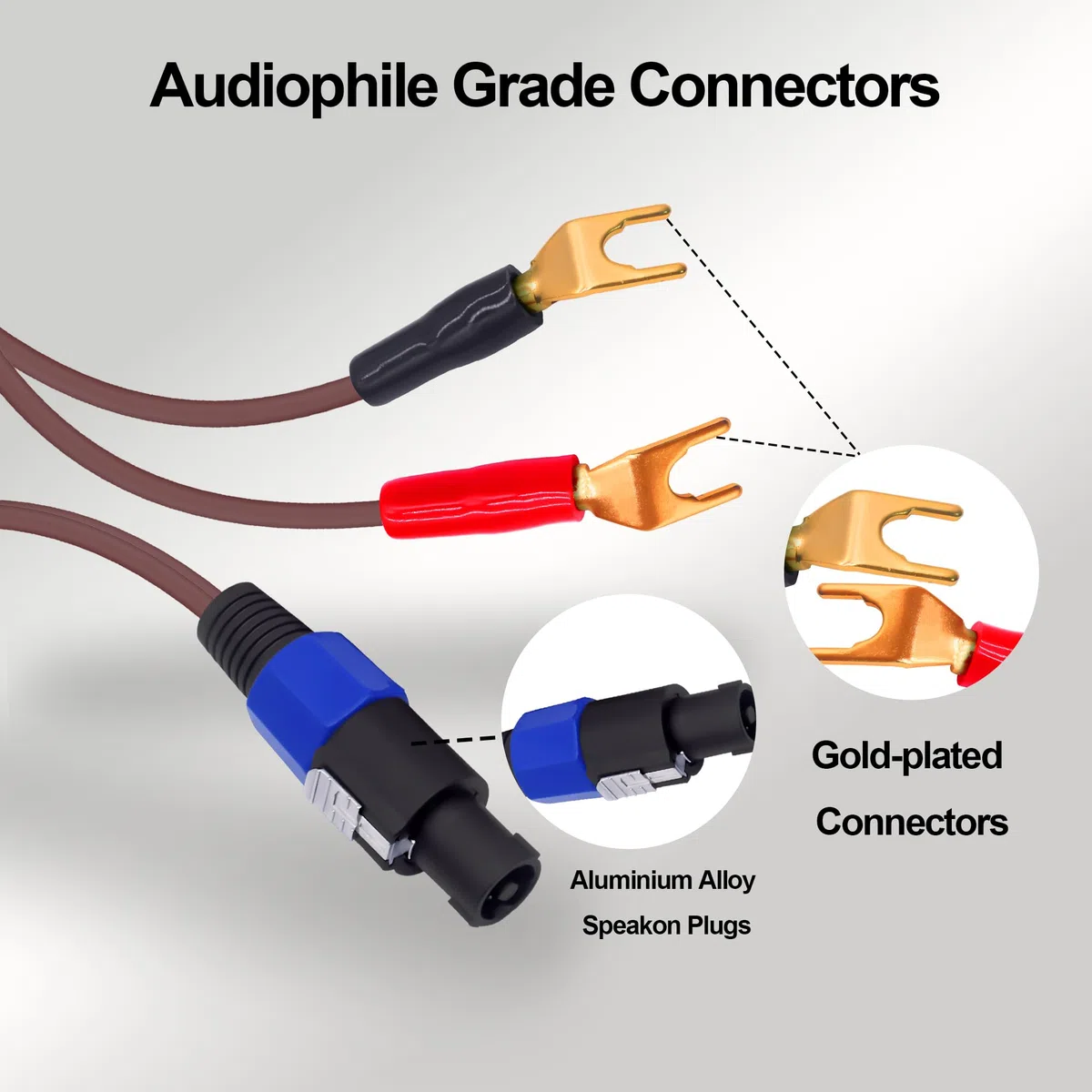 Y Spade Plug a Speakon Cavo, Maschio Speakon a 2Y Spade Plug Connettore Adattatore Audiophile OFC HiFi Speaker Cavo Audio per Amplificatore Subwoofer Sistema Audio -6.6FT/2M