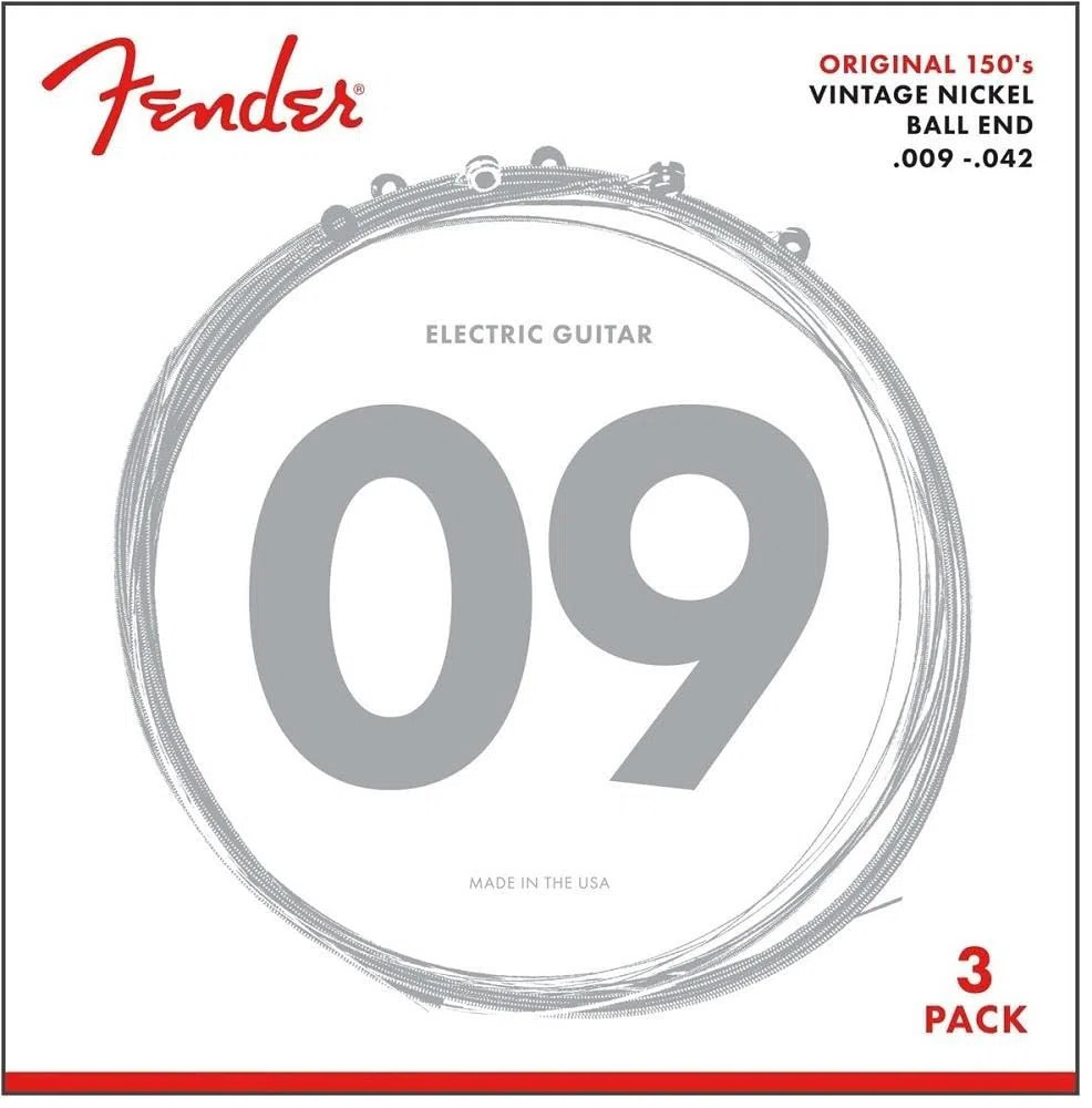 Fender Original 150 String Set - 150L (009/042) - 3 Pack - Pure Vintage Nickel - Ball Ends,073-0150-309