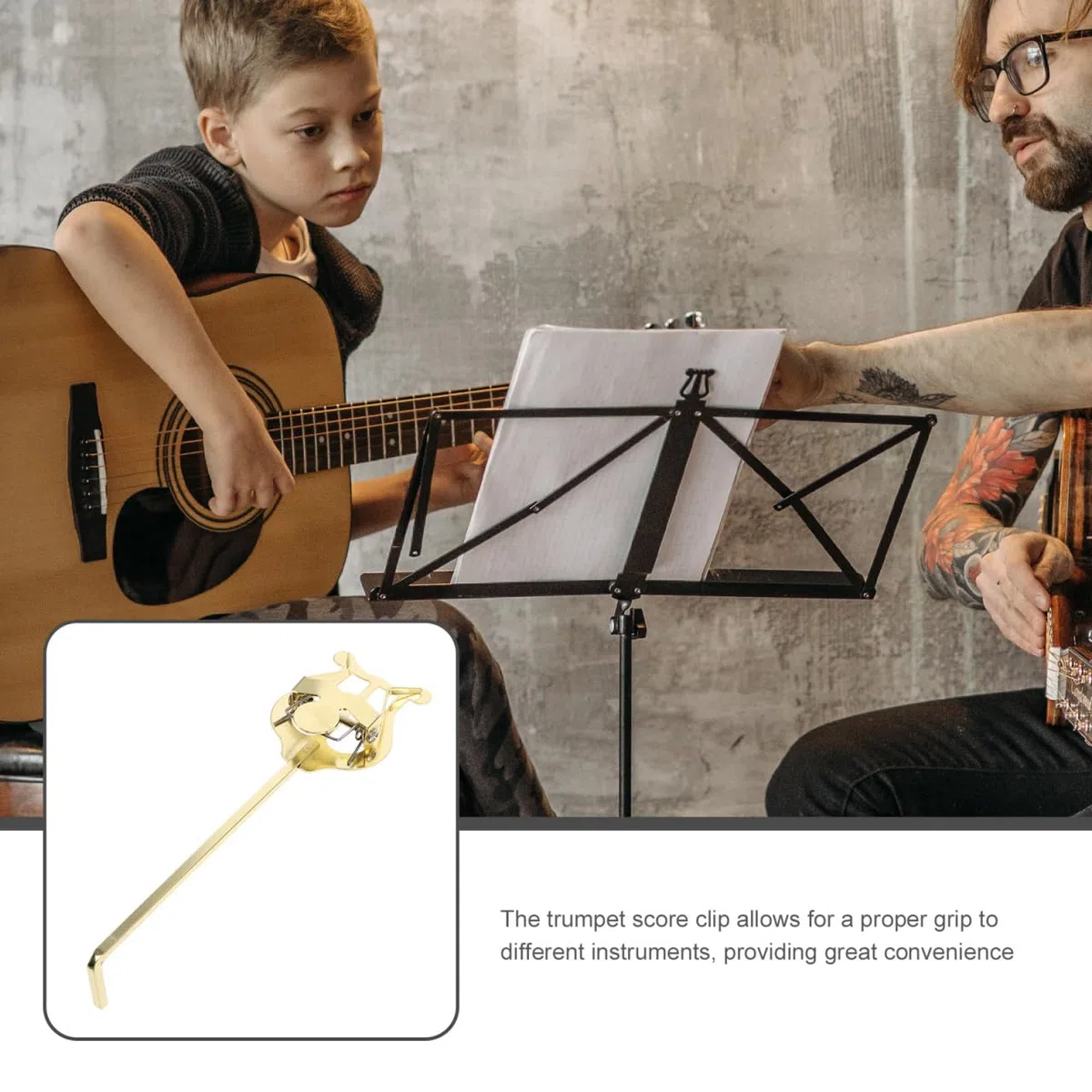 Abaodam Clip Per Spartiti Musicali Per Tromba Lira in Metallo Porta Spartiti Compatto E Portatile Per Strumenti a Fiato Come Tromba E Cornetta 7.20X2.05X0.79In Supporto Robusto E Facile Da Usare