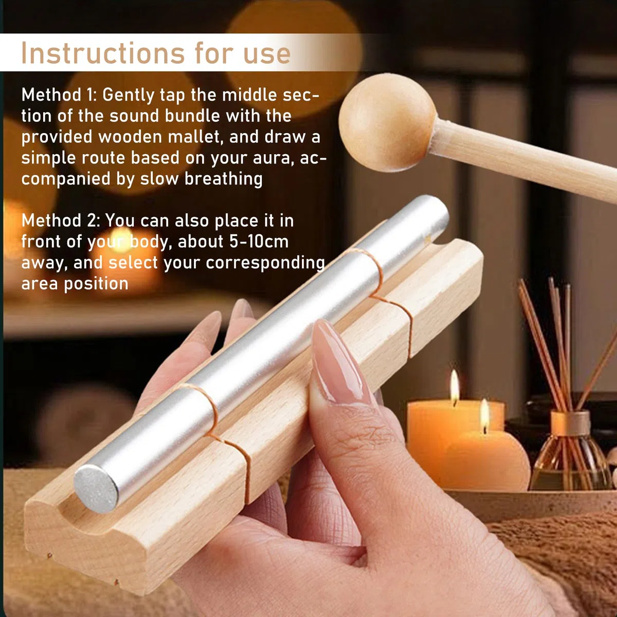 Energy Chime, 2 bacchette tibetane Chime, con bacchetta in legno, a lunga durata, toni chiari, per prayer relax, yoga, cura, classroom, 1 tono e 3 toni