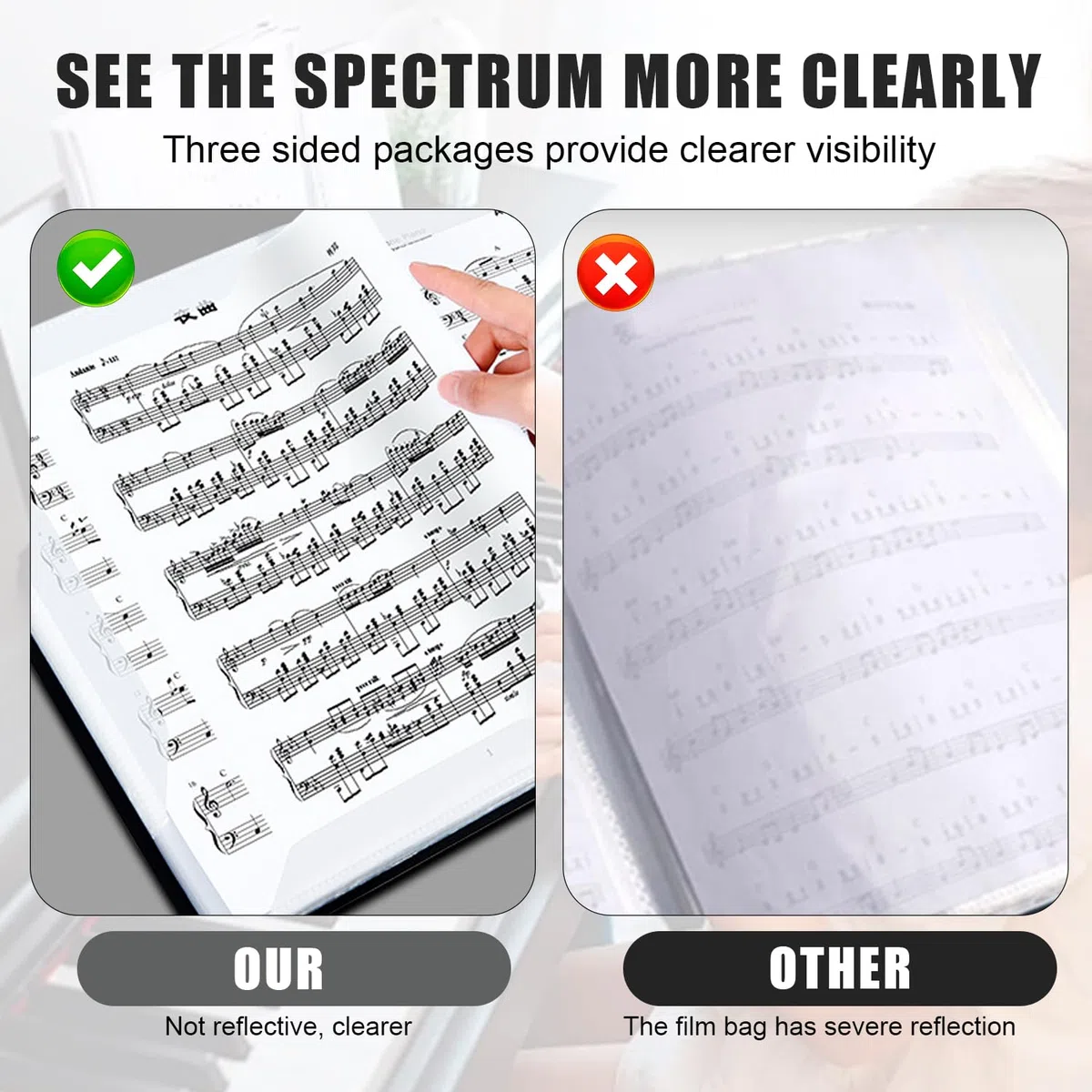 Porta Spartiti Musicali A4,Cartella Portaspartiti Musicali,Cartelle Portaspartiti,Raccoglitore Porta Spartiti con 4 Pagine Apribili 40 Fogli e 8 Clip Esclusivi per Pianoforte Chitarra Violino