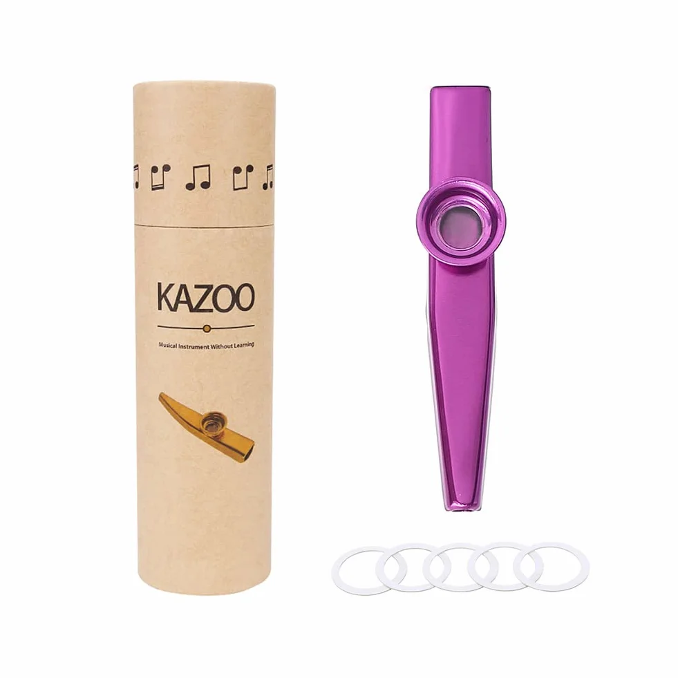 Alnicov - Kazoo in lega di alluminio, con 5 membrane, in una bella scatola per strumenti musicali, ottimo accompagnamento per ukulele, chitarra o altri strumenti musicali (viola)