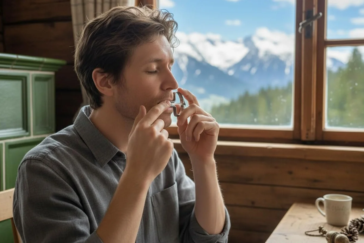 Tamburello originale nero antico edizione con istruzioni Austria Jaw Harp tamburo bocca arpa