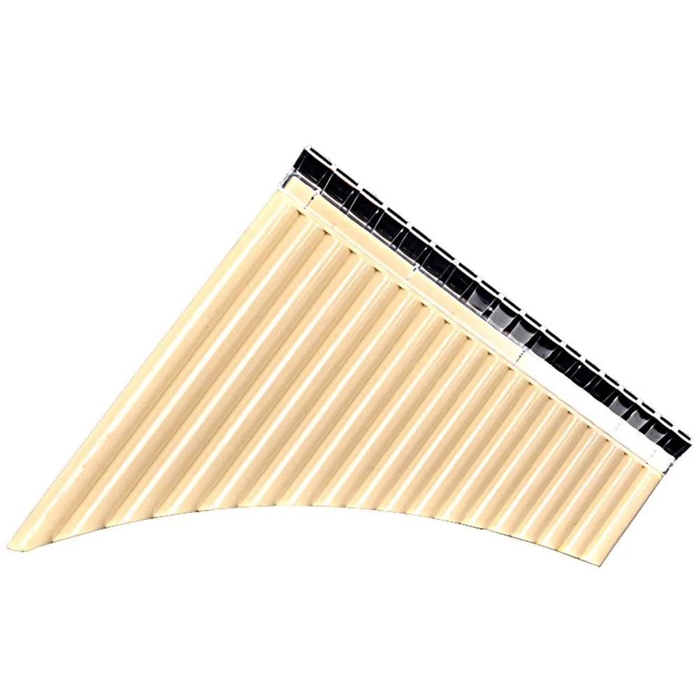 Flauto di Pan, 18 tubi, Strumento musicale portatile, Chiave di C, Adatto per principianti, Materiale ABS, Colori Avorio e Nero