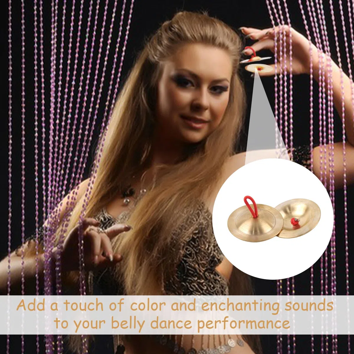2 paia di bacini per dita, strumento per la bacinella delle dita, cannella, strumenti, strumenti per le dita, in ottone, per strumenti musicali, danza del ventre e ritmo per ballerini alle feste.