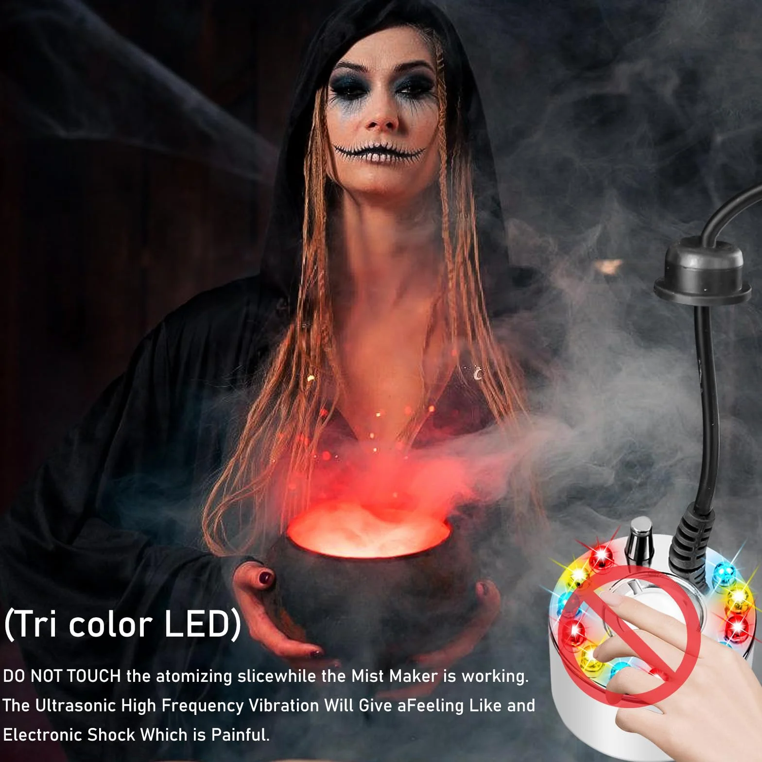Fogger Mist Maker Spruzzatore per streghe per Halloween, macchina per fumo, nebulizzatore a ultrasuoni, macchina per nebbia, fontana per Halloween, decorazione per esterni