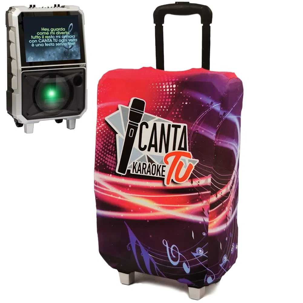 BAKAJI Cover Custodia Canta Tu in Tessuto Elasticizzato, Borsa Protettiva per Karaoke Anti Polvere e Graffio, Protezione Usura, Chiusura in Velcro, Apertura per Manico Trolley, Multicolore