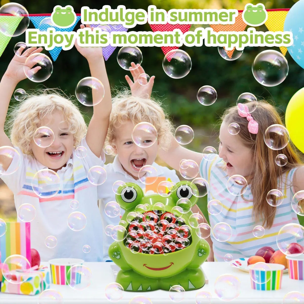Macchina per Bolle, Frog Macchina per Bolle di Sapone, Macchina Automatica per Bolle di Sapone, Pistola a Bolle per Bambini, Bubble Machine, Macchina Bolle di Sapone, Regalo per Bambini Compleanno