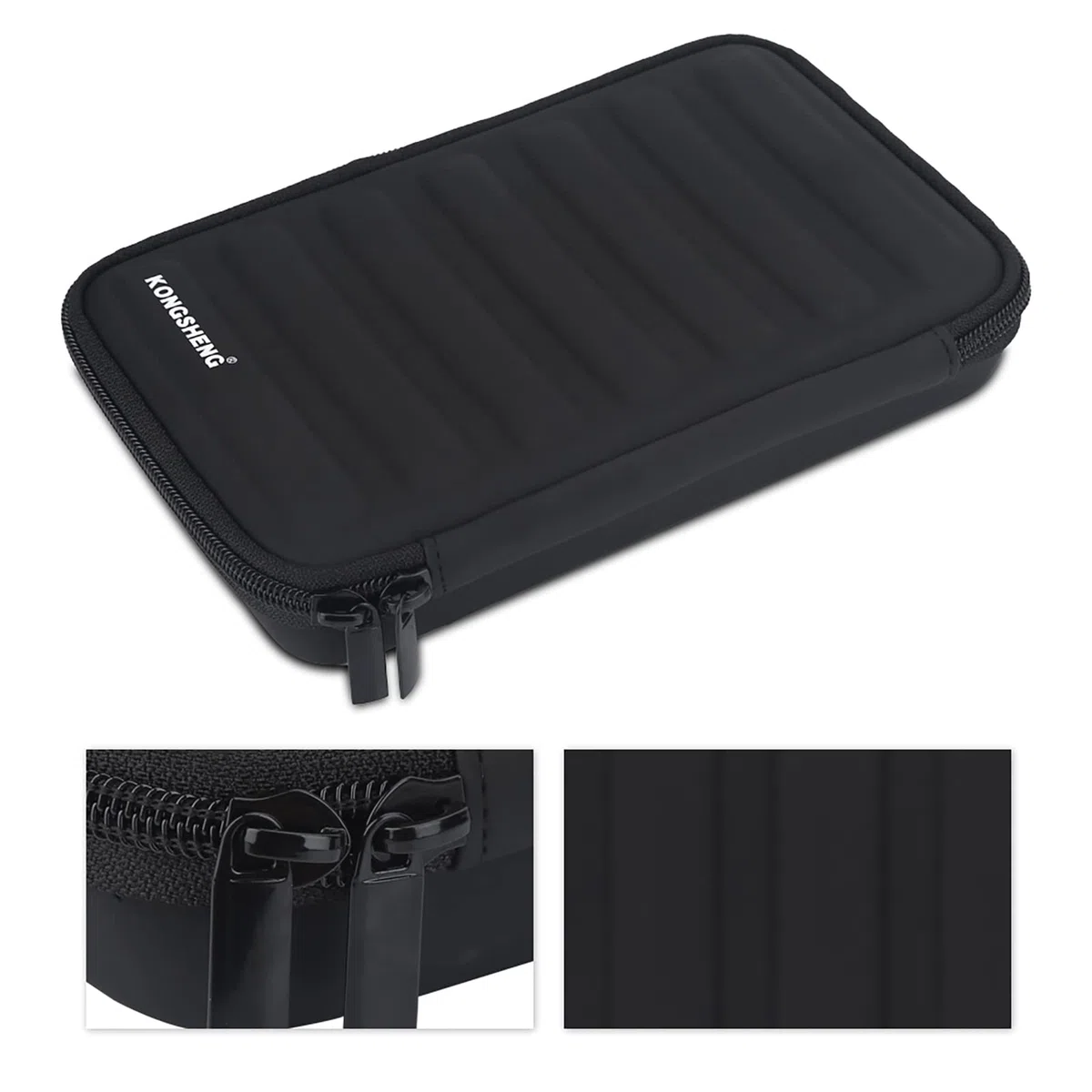 Walfront Custodia per Armonica in Pelle Nera con 7 Slot per Armoniche e Cerniera in PU