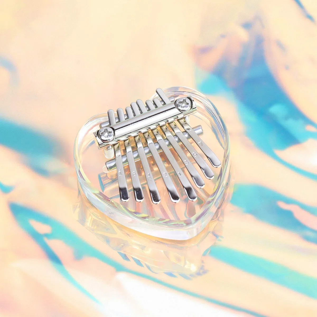 Alnicov 8 tasti Mini Kalimba Crystal Mbira Thumb Piano Miglior regalo per principianti in compleanno, Natale e altre occasioni (Love-8)