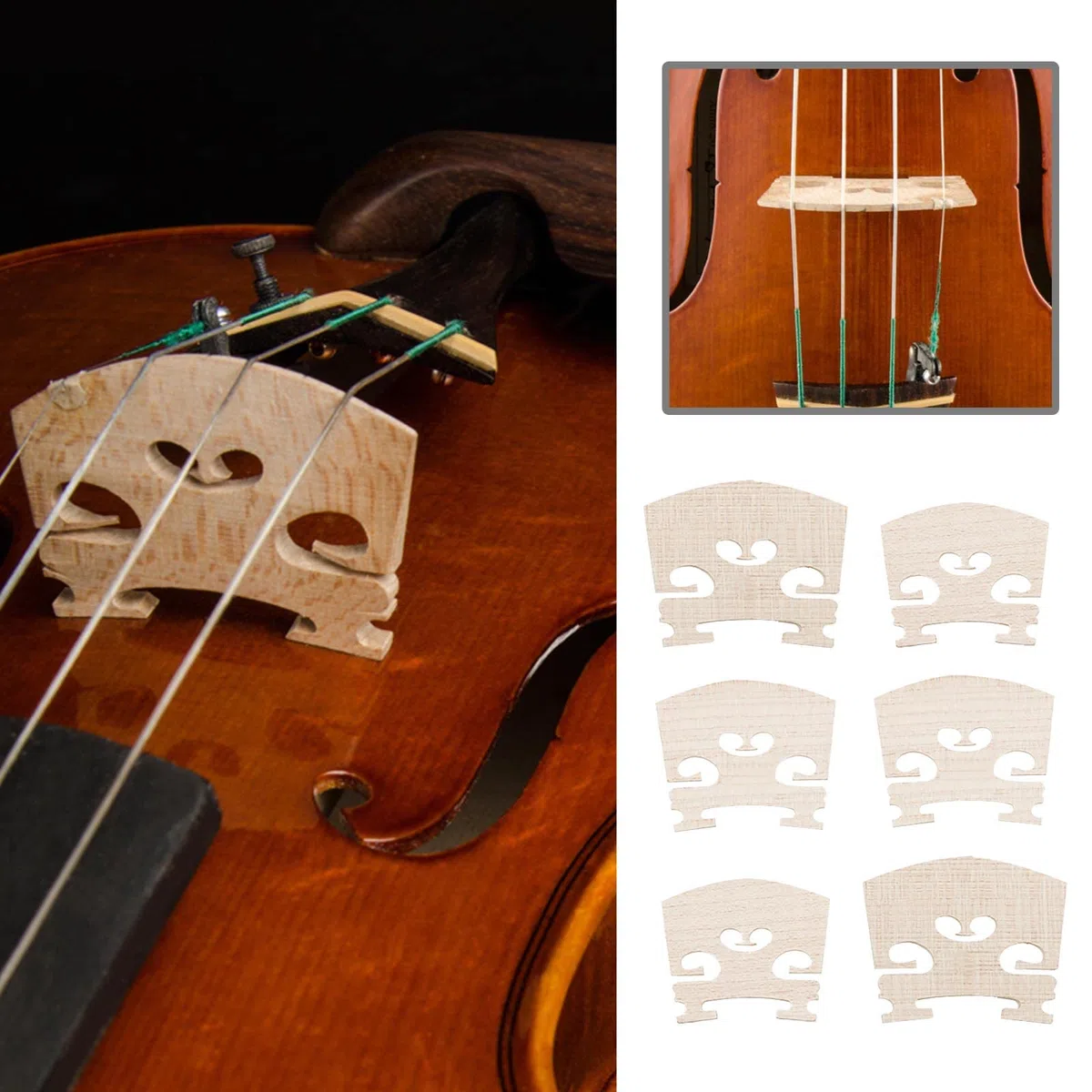 10Pcs Violino Maple String Bridge Yard Sostituzione 4/4 3/4 1/2 1/4 1/8 Violino String Bridge Strumenti Accessori Parte 20g