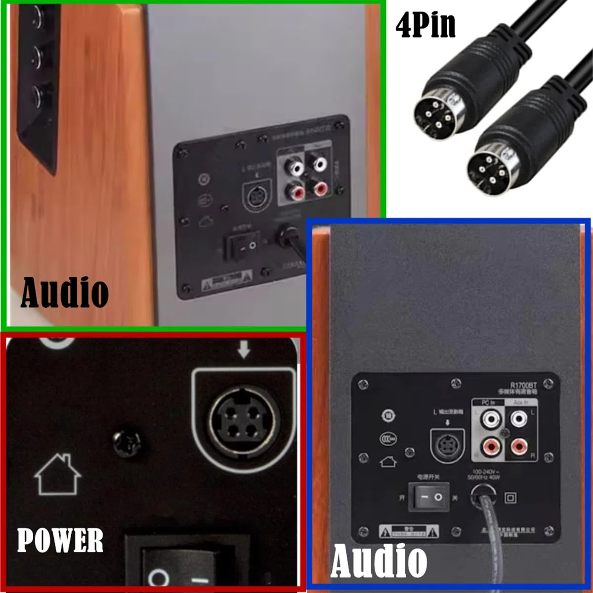 Cavo adattatore maschio DIN a 4 pin DIN maschio a 4 pin maschio a maschio per DVR videoregistratori digitali e audio Dev cavo di alimentazione maschio