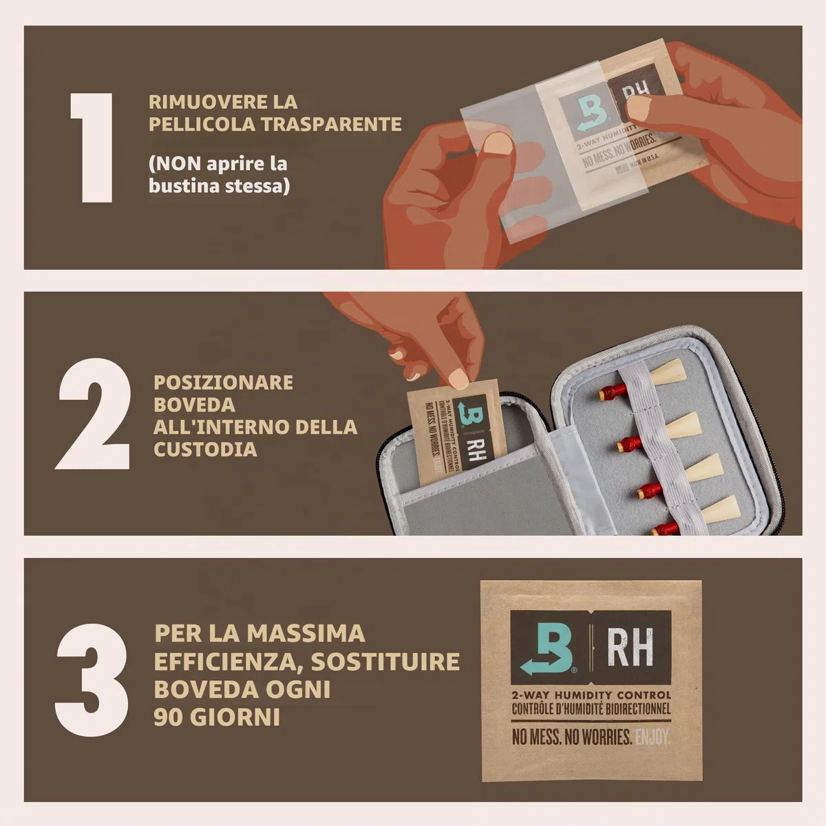 Boveda Music Reed Umidità Pack 72% RH Misura 8 – 2 Confezione di Ance Assorbitori di Umidità – Strumenti Musicali in Legno – Umidificatore a 2 vie – Per Chitarra, Clarinetto, Sassafono, Oboe e Fagotto