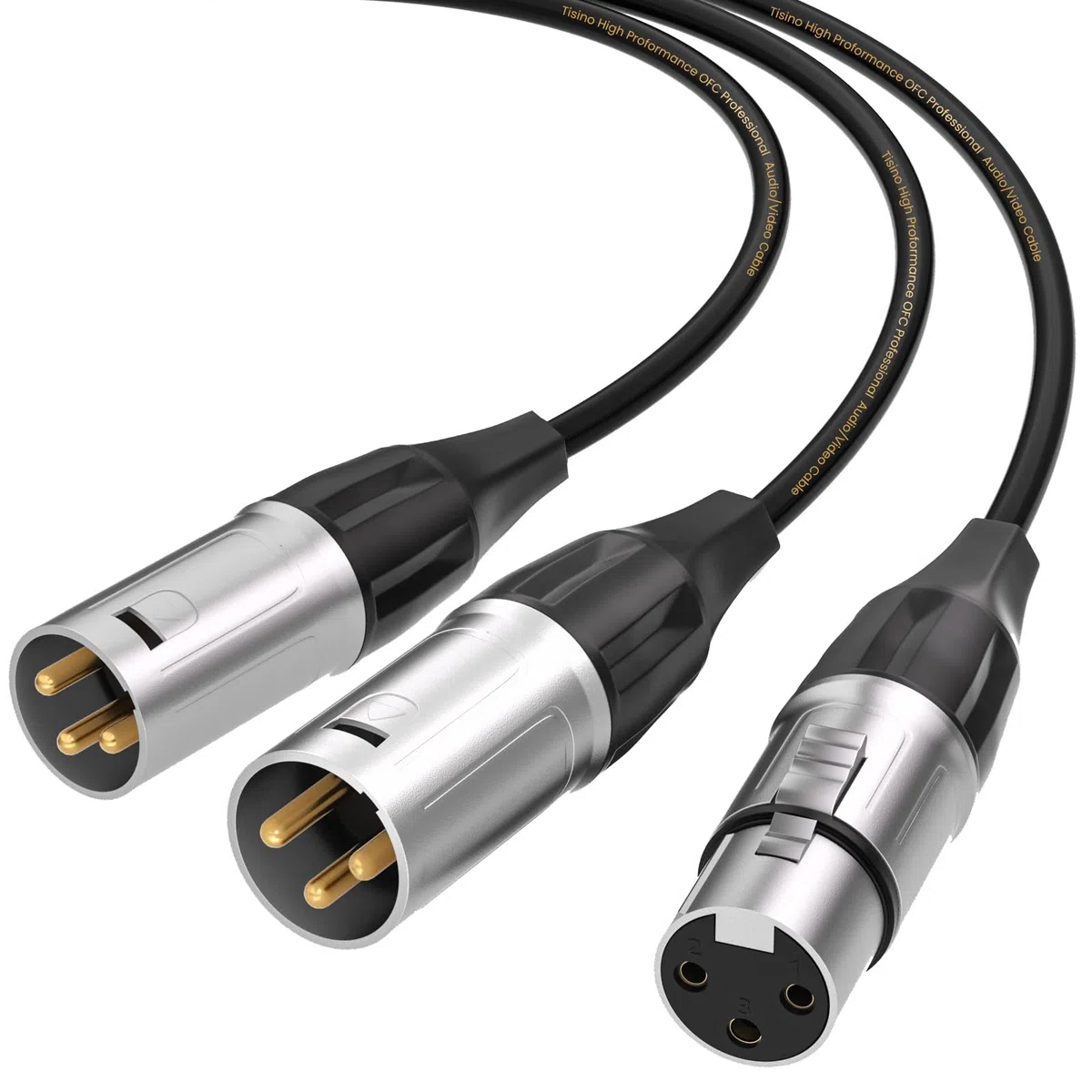 Tisino Cavo sdoppiatore bilanciato XLR, 1 femmina a 2 maschio, cavo splitter XLR a Y, 0,3 m