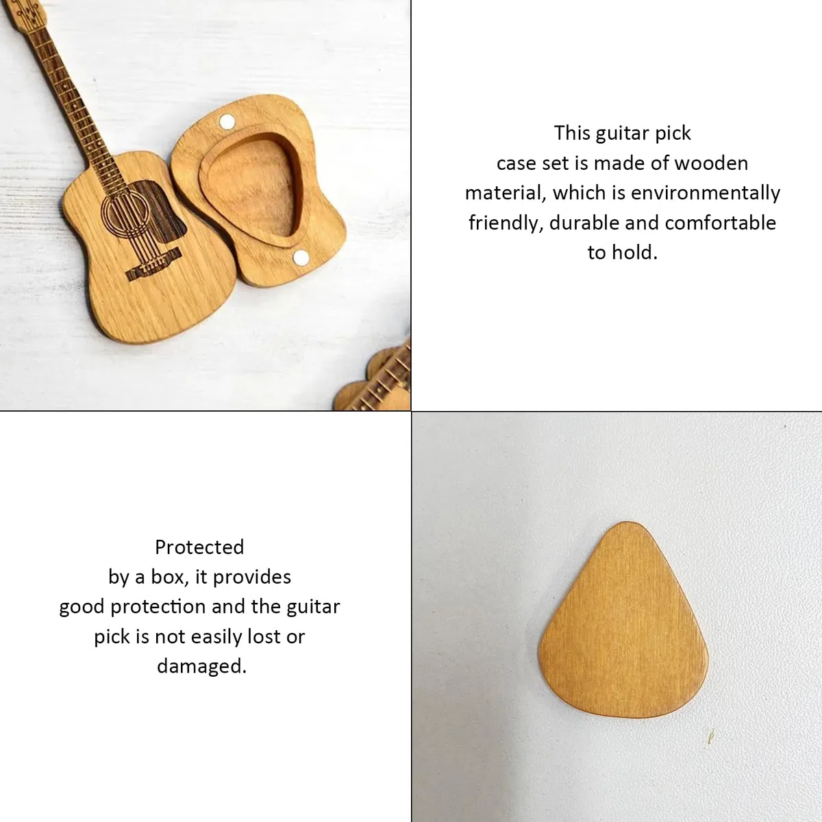 1 Set Di Plettri Per Chitarra, Plettro In Legno, Supporto Per Plettri, Plettro Portatile, Set Di Accessori Per Chitarra