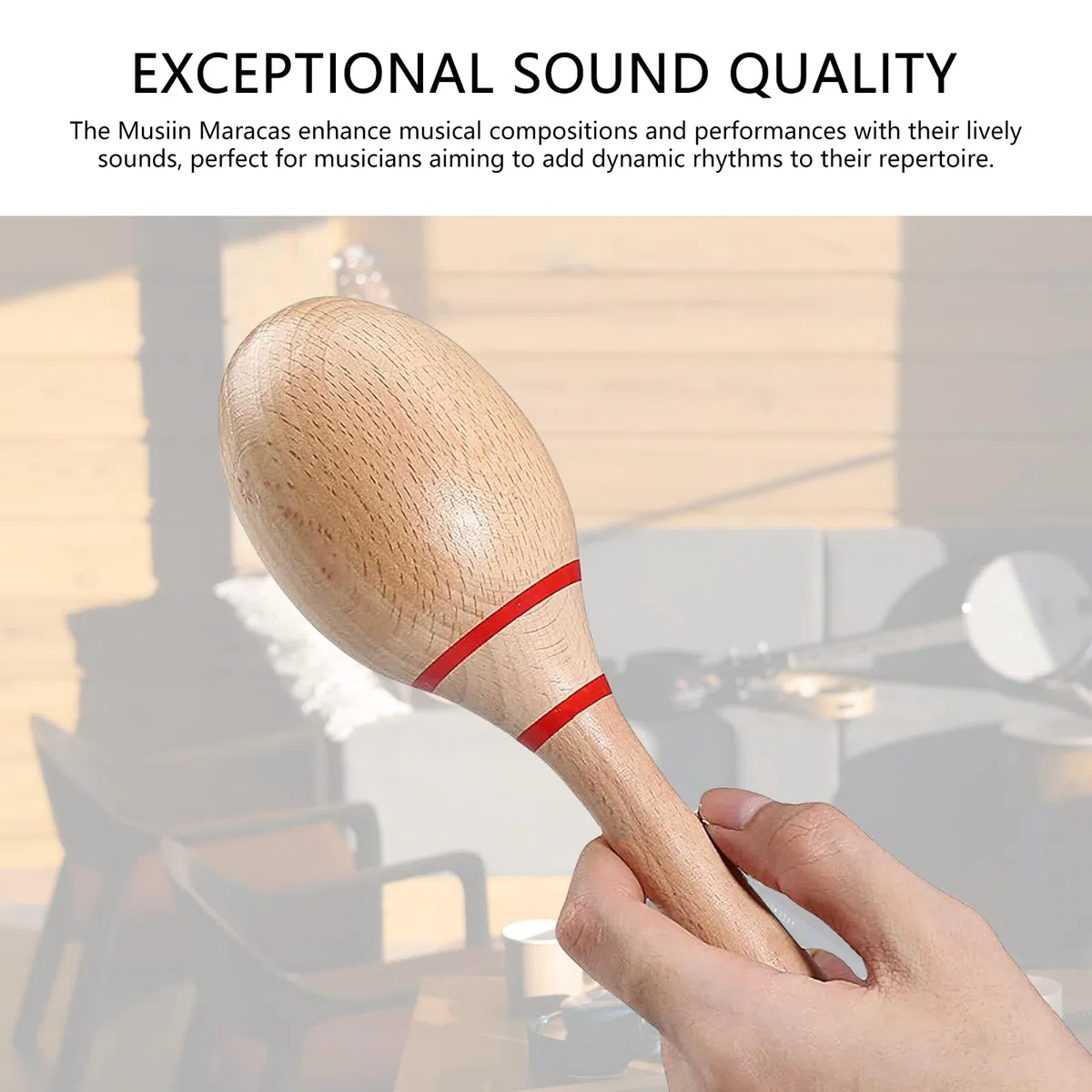 Musiin Vibrant Sound Maracas - Ergonomic Percussion Shakers for Studio, Stage, and Fun(Red lebel)