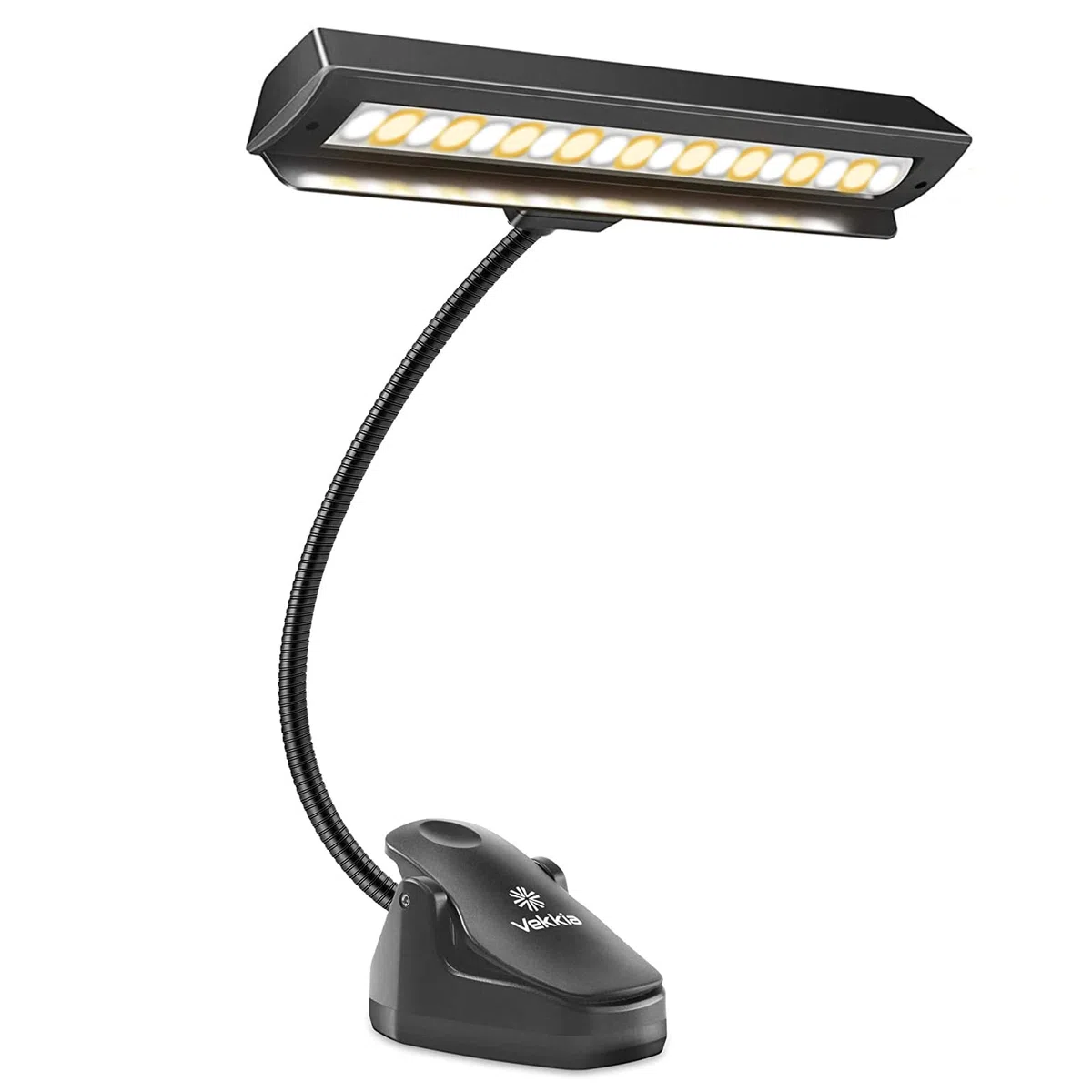 Vekkia Luce per Leggio con Pinza 19 LED, Clip-On Ricaricabile luce da leggio musicale, Lampada da lettura per pianoforte verticale, violino, orchestra, podio