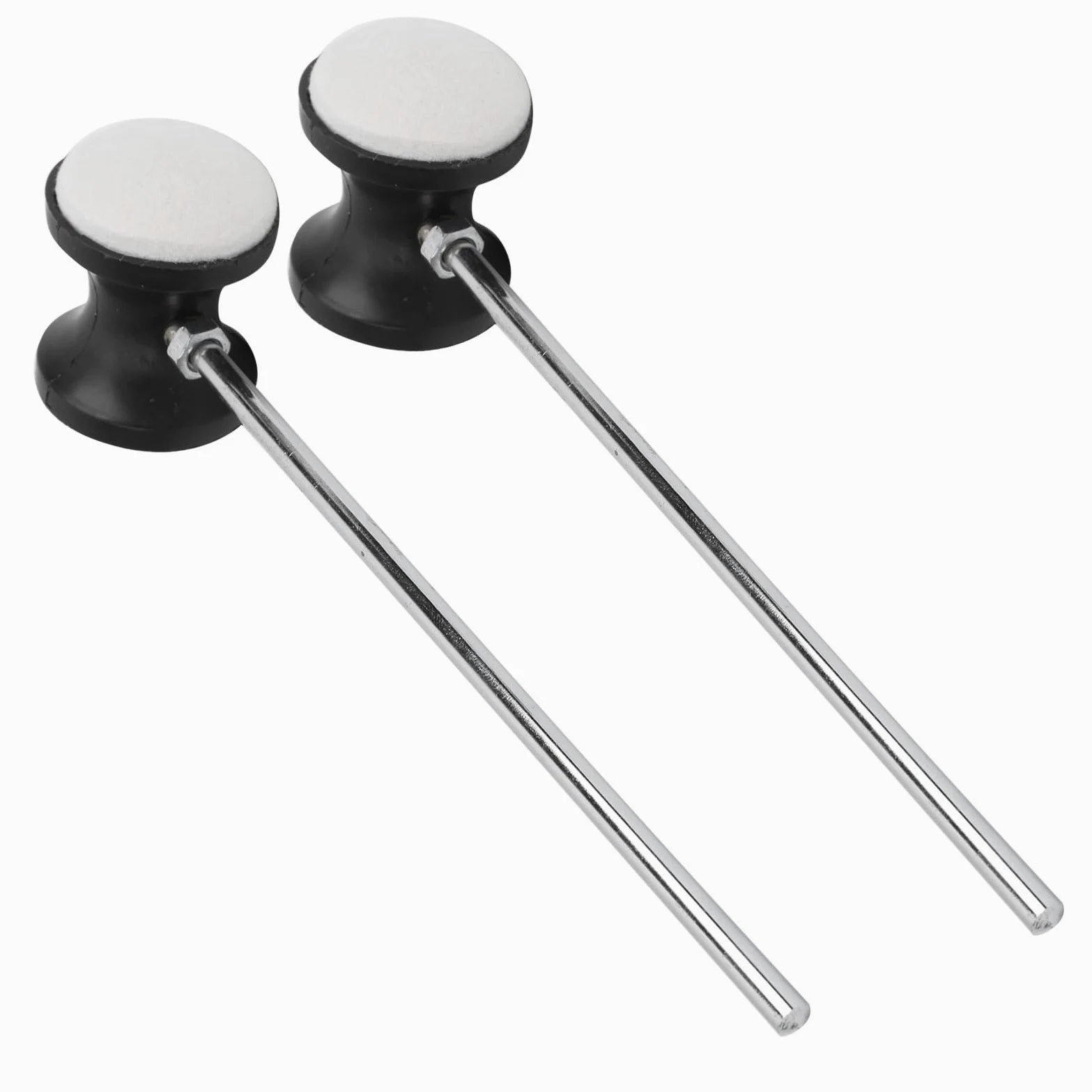 Frullino per Pedale, 2 pezzi, Testa in Feltro Tondo, Manico in Acciaio Inossidabile, Accessori per Strumenti Musicali, per Grancassa, Tamburo, Batteria, Parte di Ricambio