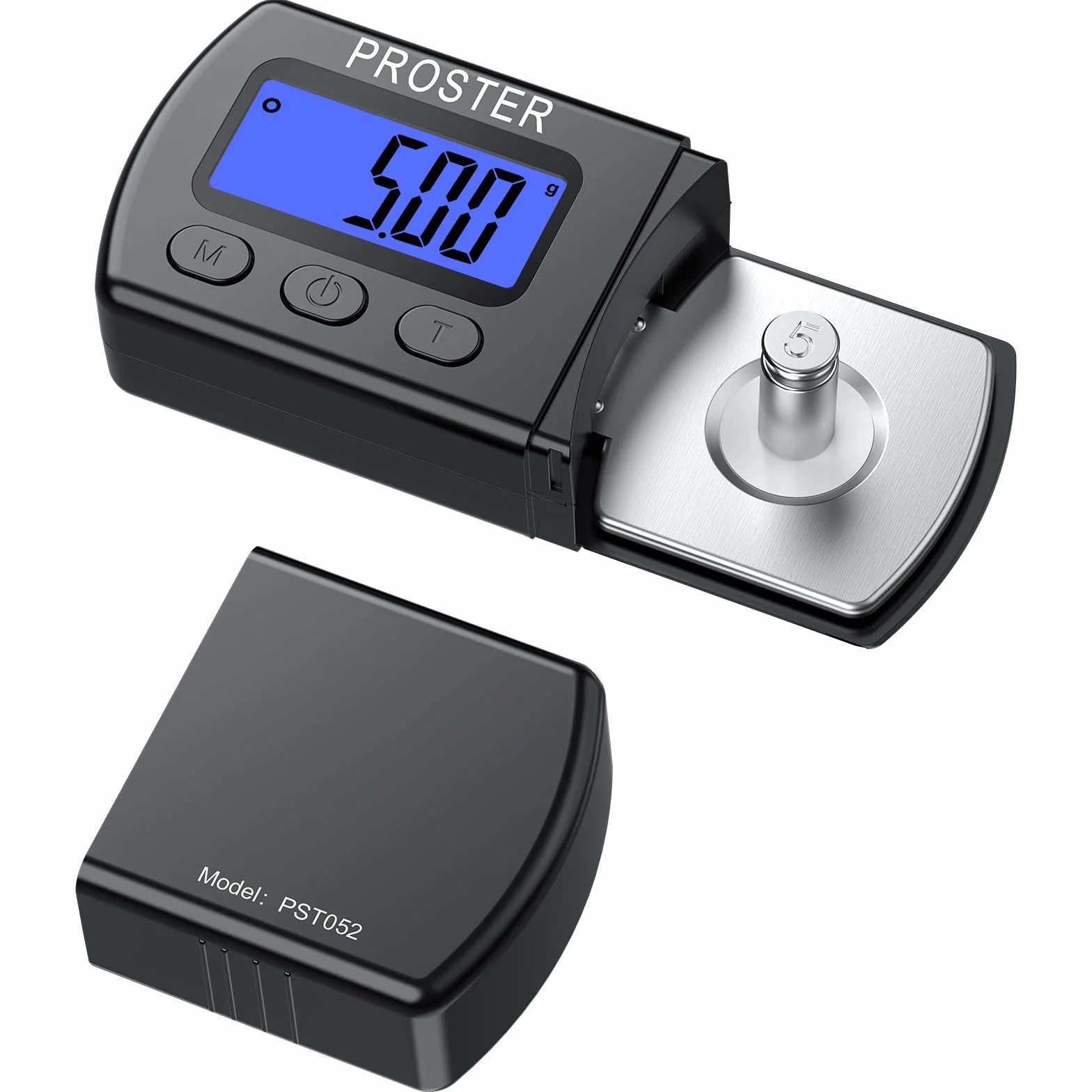 Proster Tester Scala Forza di Stilo per Giradischi Bilancia 0.01g LCD Retroilluminazione Blu per Braccio Giradischi Fono Cassetta Musicale Nero