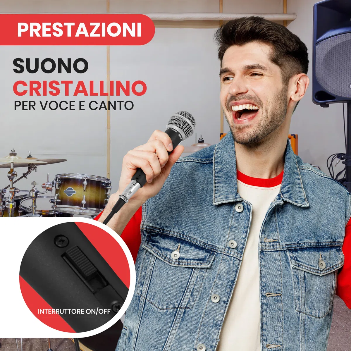 Pyle Microfono Professionale, Microfono Dinamico Cardioide Unidirezionale, Microfono Karaoke con Cavo XLR 457 Centimetri, Alta Chiarezza per Esibizioni dal Vivo e Registrazioni, Microfono per Cantare