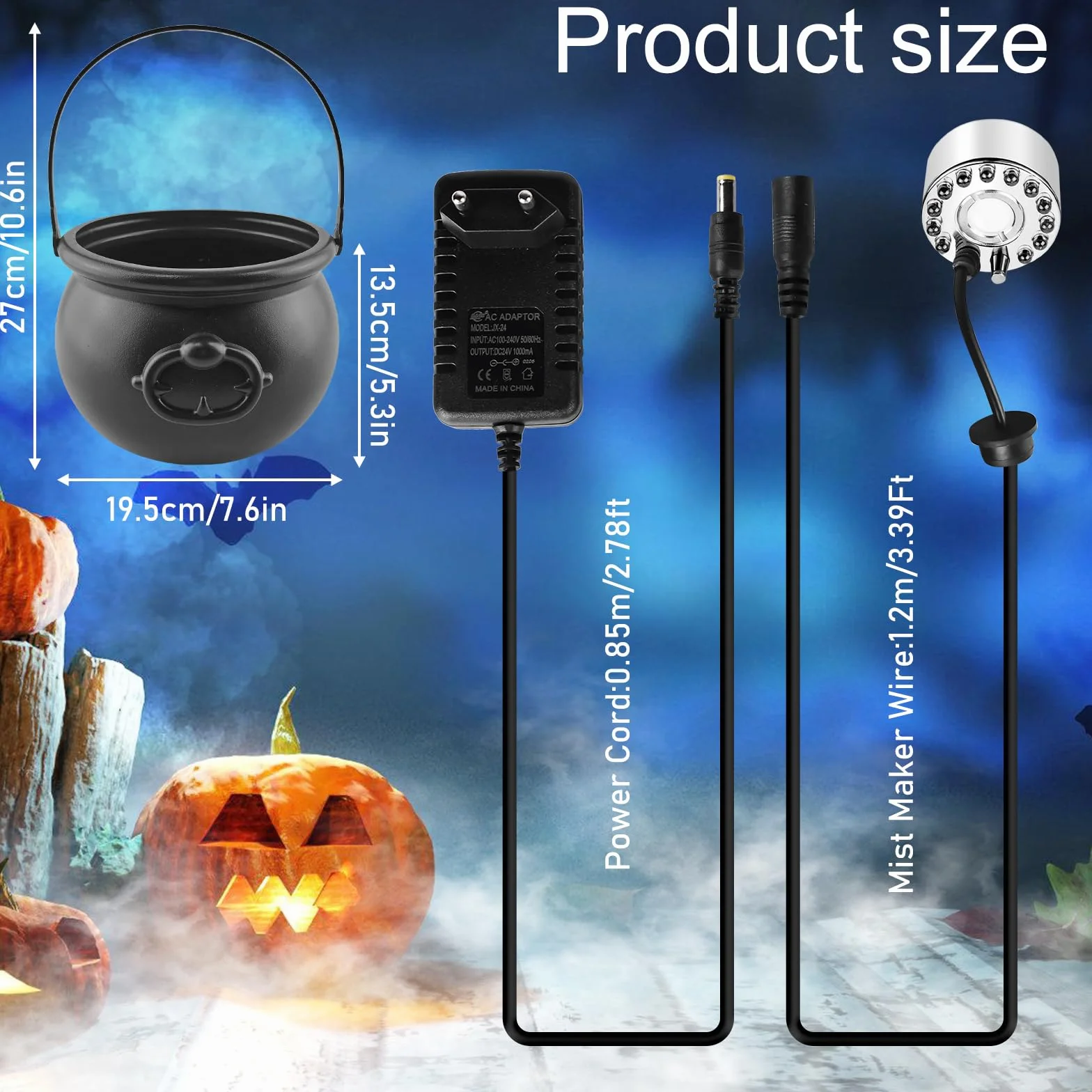 Fogger Mist Maker Spruzzatore per streghe per Halloween, macchina per fumo, nebulizzatore a ultrasuoni, macchina per nebbia, fontana per Halloween, decorazione per esterni