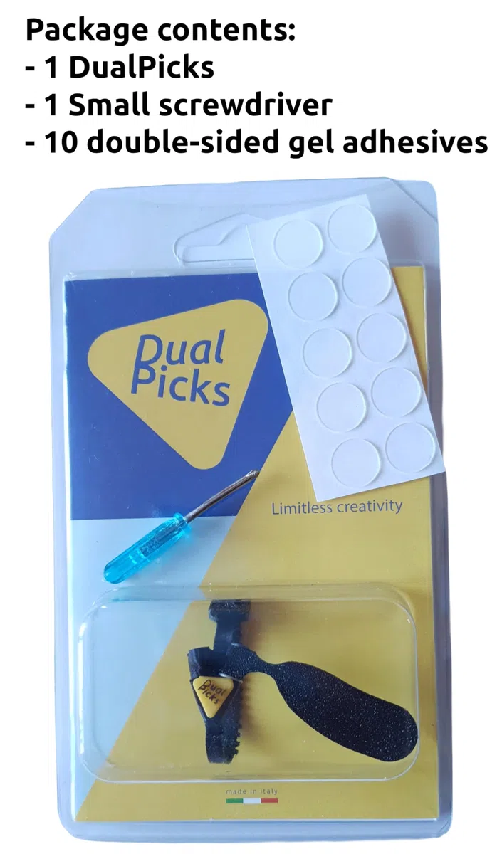 Porta Plettro Brevettato per Chitarra e Basso – Elimina la Caduta Durante l’Uso, Compatibile con Qualsiasi Plettro, Mancini e Destrorsi (Blu Elettrico)